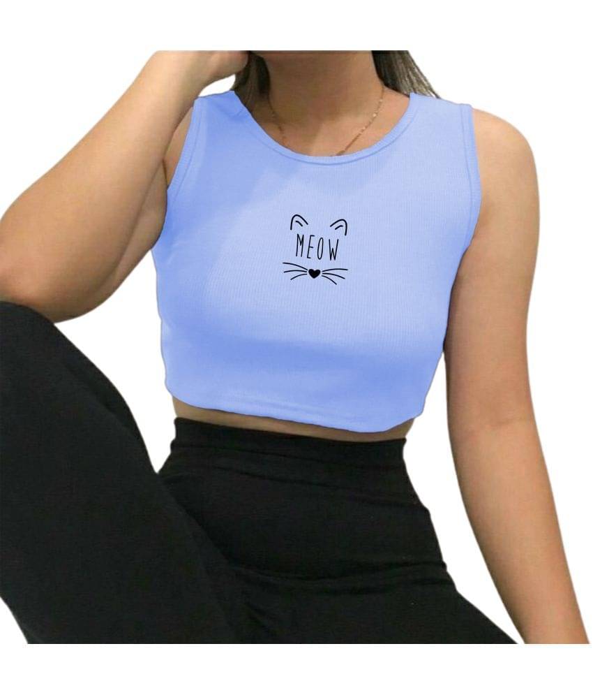     			fashion and youth Women's Cotton Blend Crop Top ( Light Blue )
