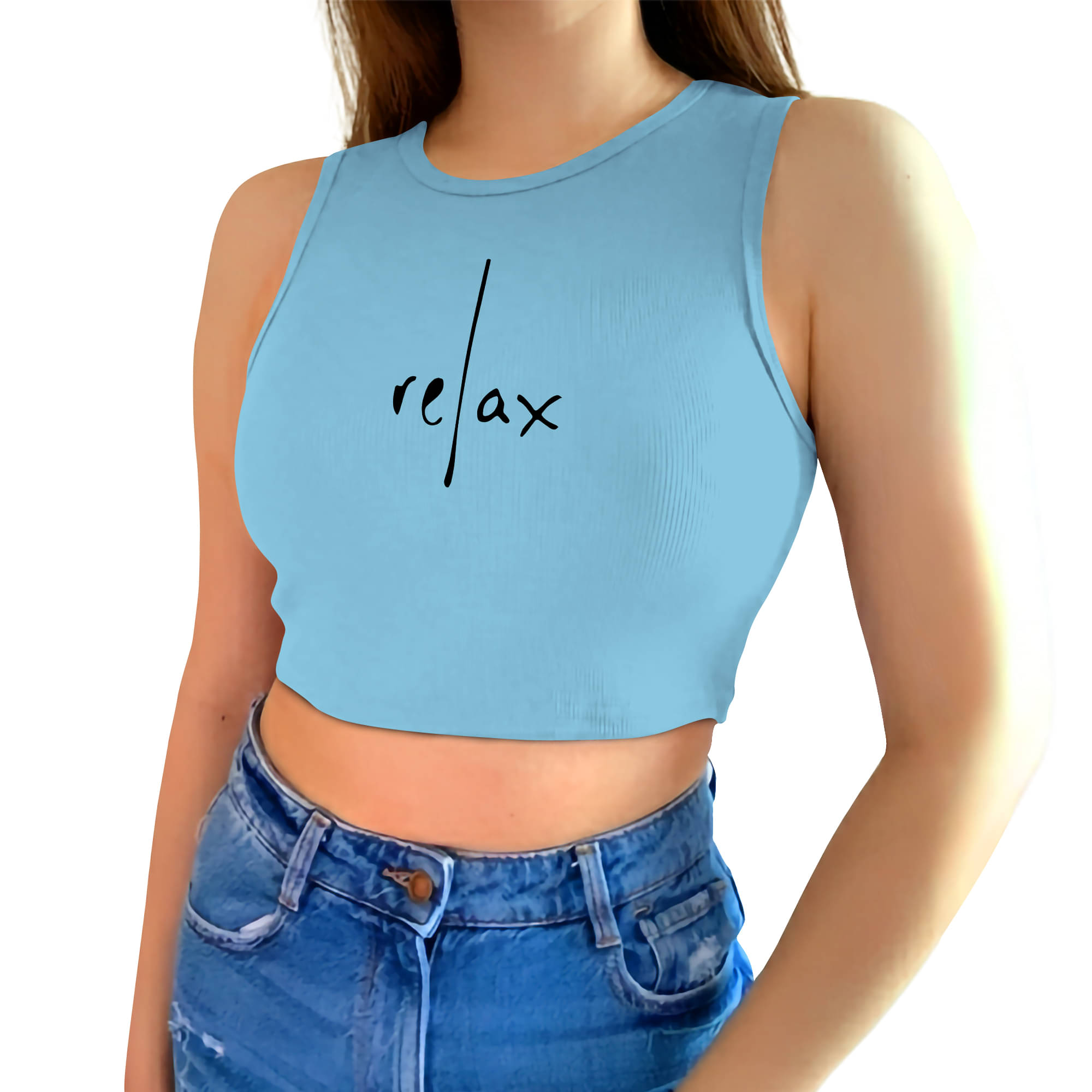     			fashion and youth Women's Cotton Blend Crop Top ( Light Blue )