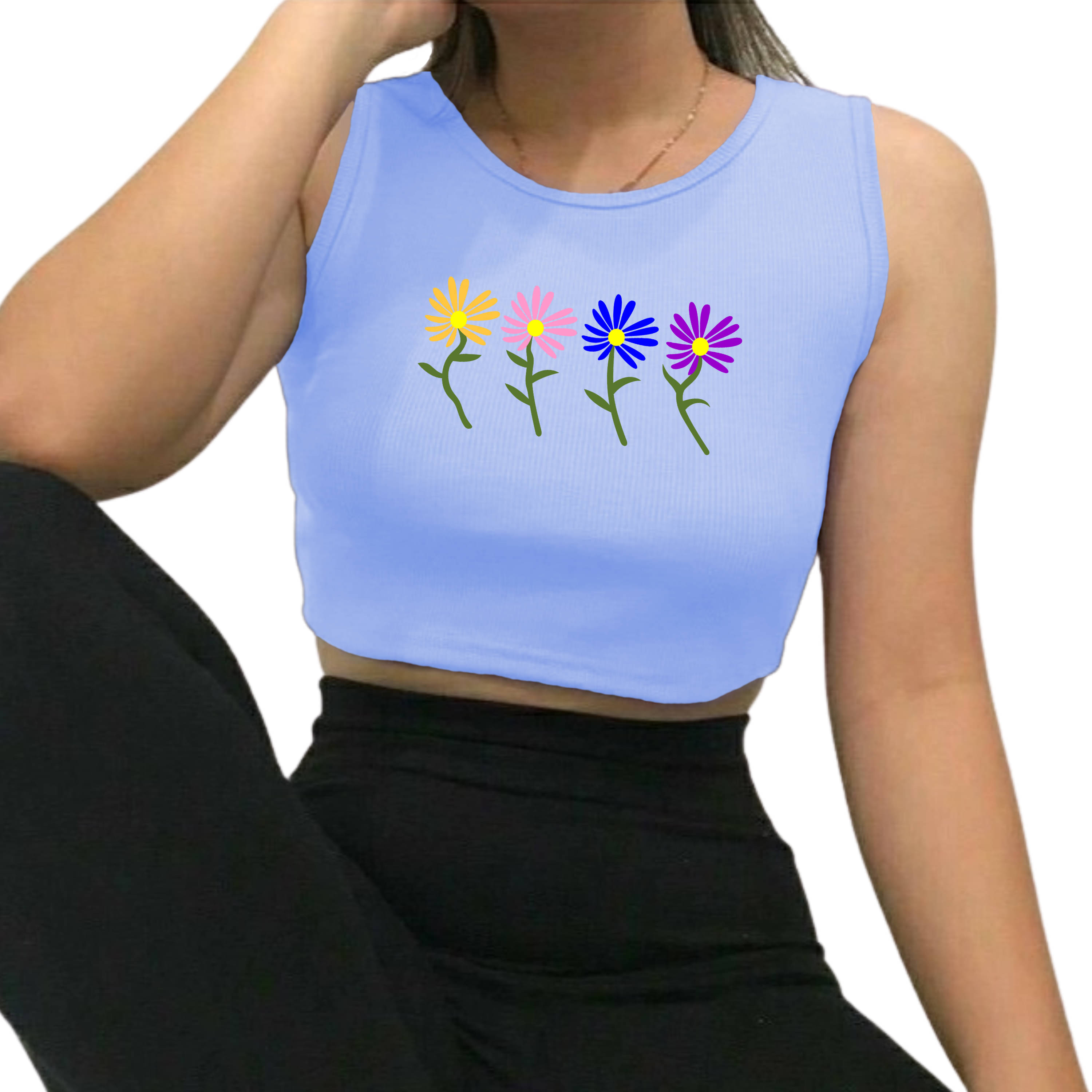     			fashion and youth Women's Cotton Blend Crop Top ( Light Blue )