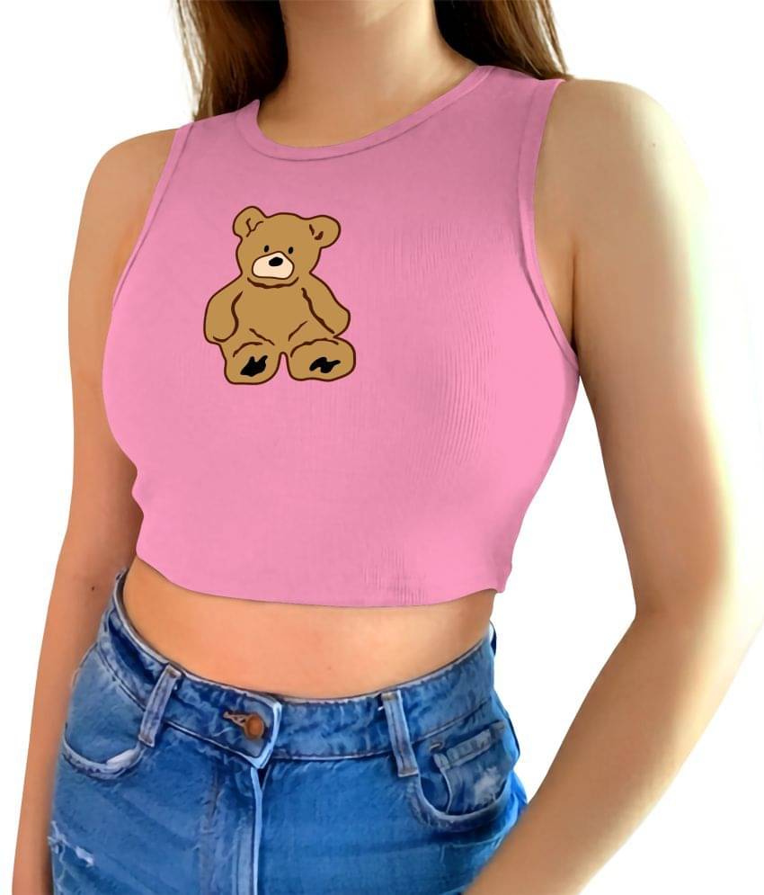 fashion and youth Women's Cotton Blend Crop Top ( Pink ) fashion and youth Women's Cotton Blend Crop Top ( Pink )