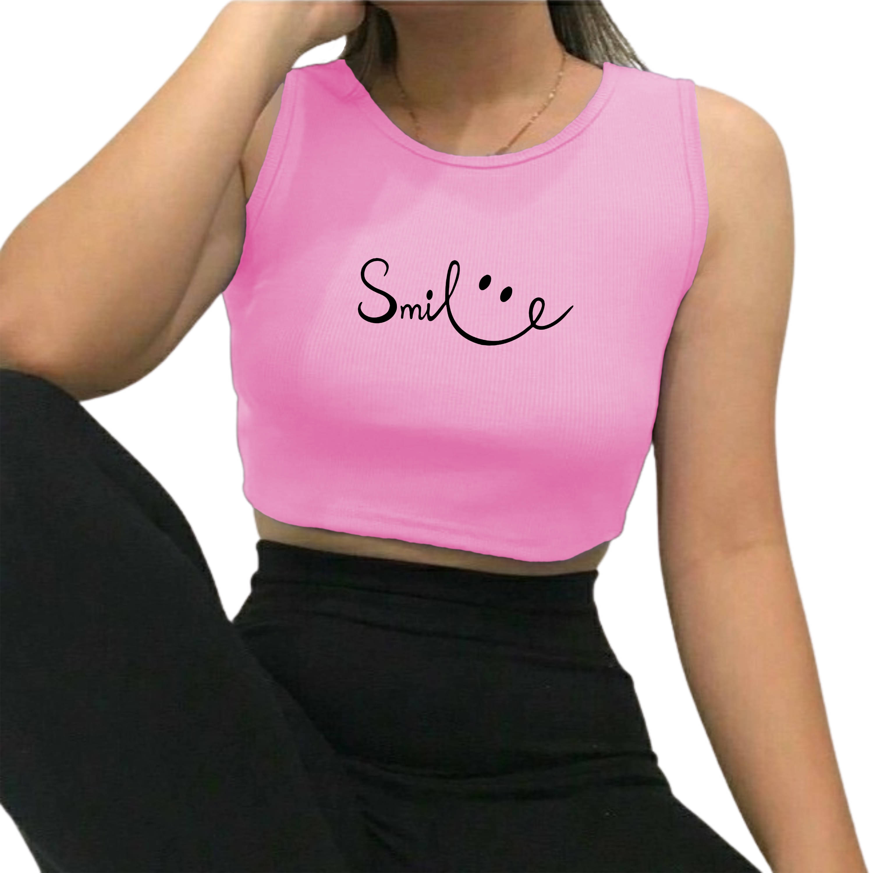     			fashion and youth Women's Cotton Blend Crop Top ( Pink )