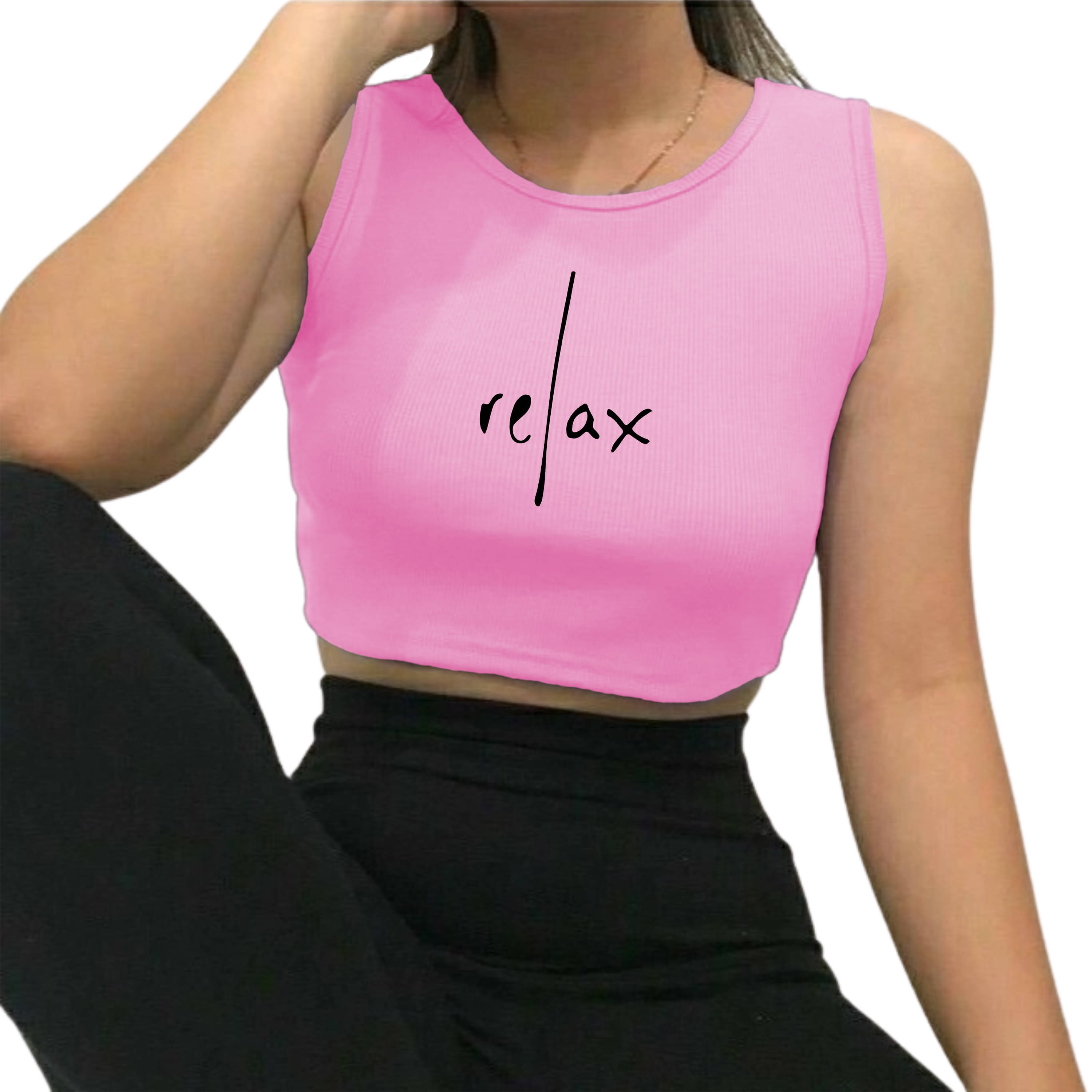     			fashion and youth Women's Cotton Blend Crop Top ( Pink )