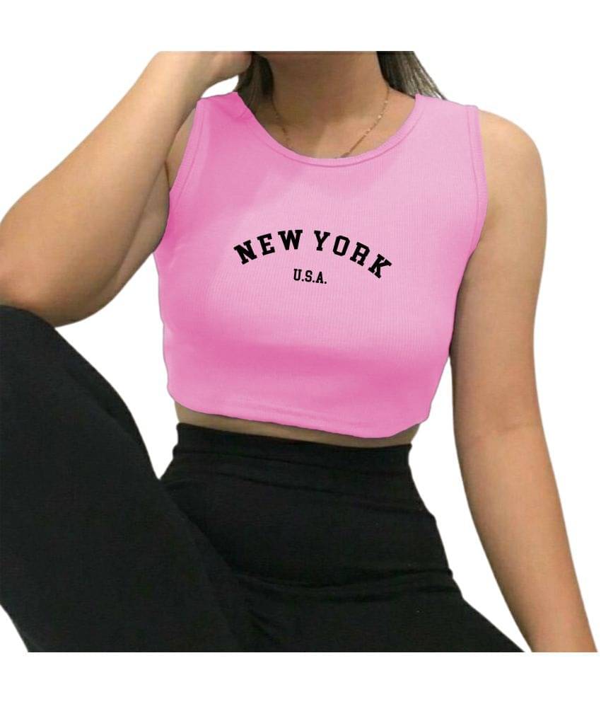 fashion and youth Women's Cotton Blend Crop Top ( Pink ) fashion and youth Women's Cotton Blend Crop Top ( Pink )