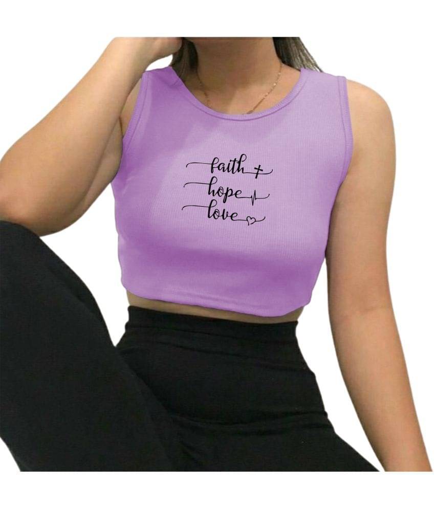 fashion and youth Women's Cotton Blend Crop Top ( Purple ) fashion and youth Women's Cotton Blend Crop Top ( Purple )
