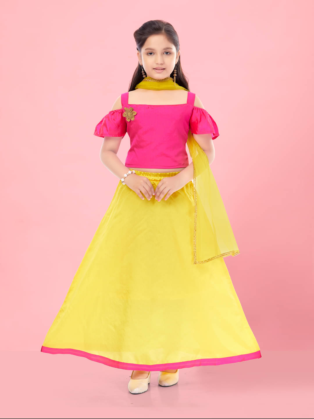     			Aarika Silk Lehenga Choli Set For Girls ( Pack of 1 , Pink )