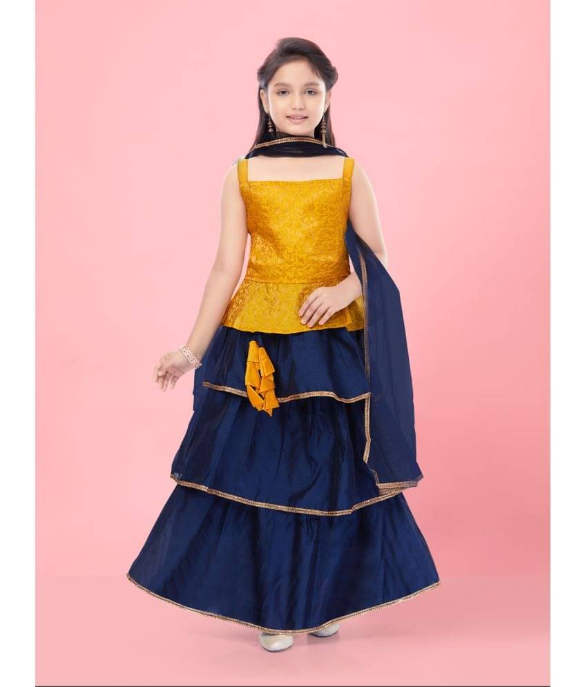    			Aarika Silk Lehenga Choli Set For Girls ( Pack of 1 , Yellow )