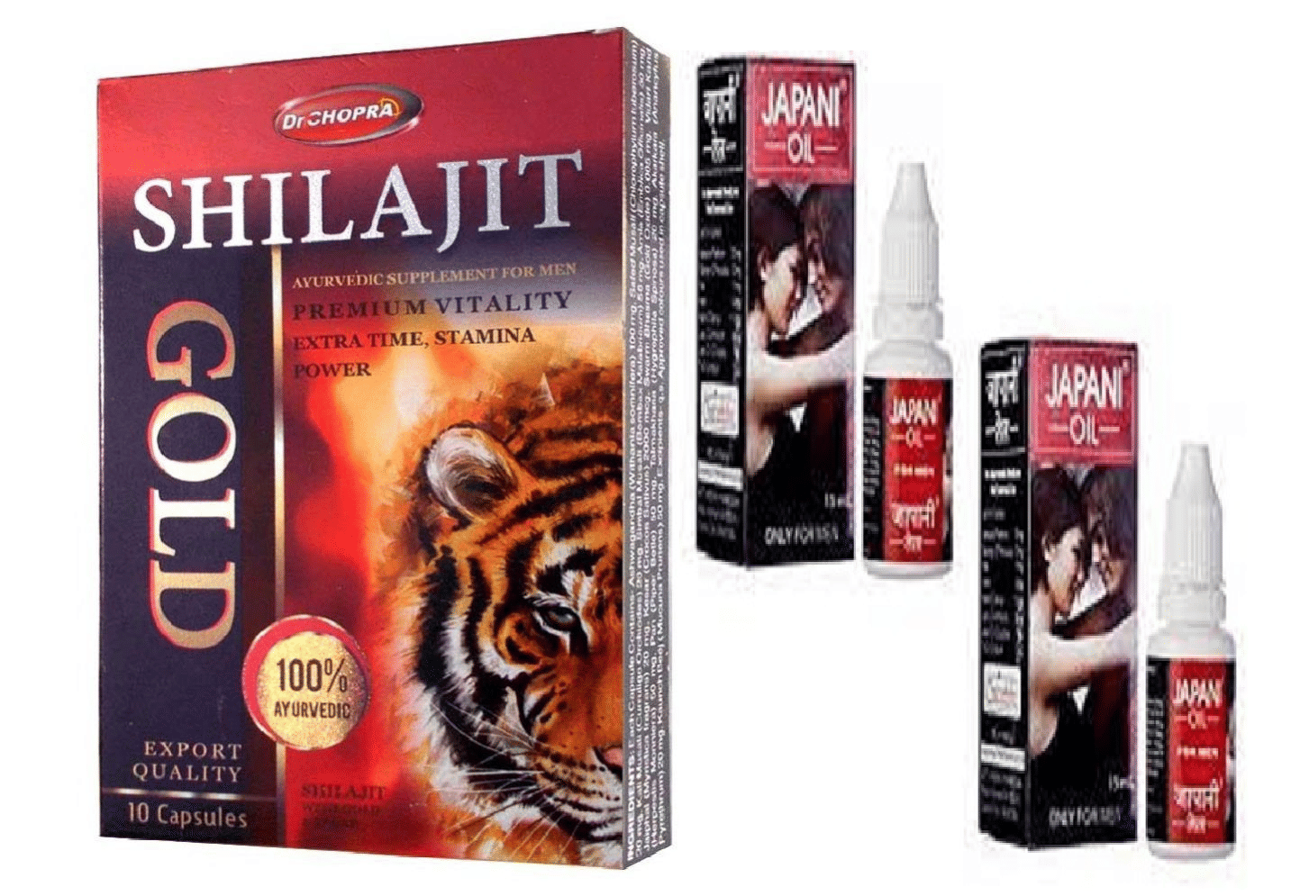 Ayurvedic Shilajit 10 Capsules And Japani Oil 15x2=30 Ml Combo Pack For Men Ayurvedic Shilajit 10 Capsules And Japani Oil 15x2=30 Ml Combo Pack For Men