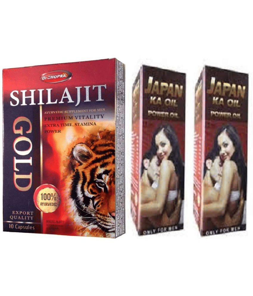     			Ayurvedic Shilajit 10 Capsules And Japan ka Oil 15x2=30 ml Combo Pack For Men