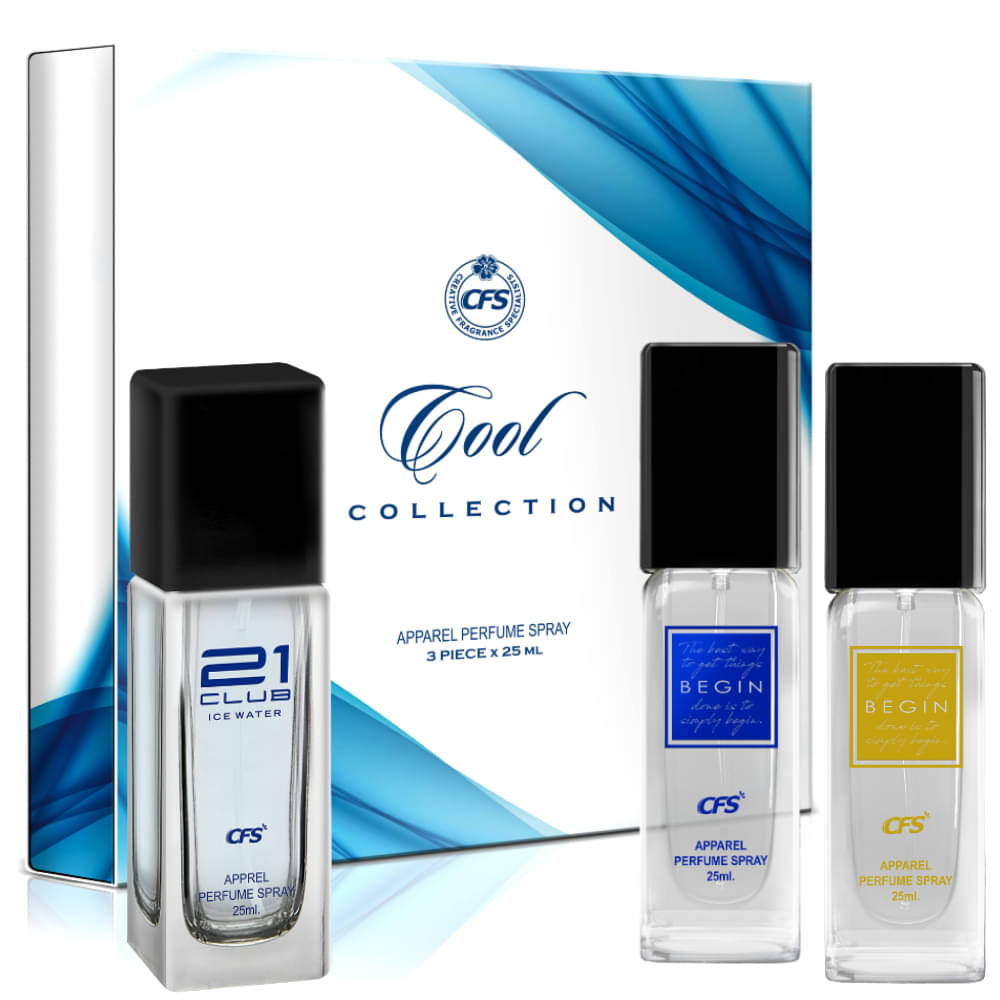     			CFS Cool Collection Unisex Perfume Gift Set Ice Water, Begin Blue, Begin Gold 25ml Each