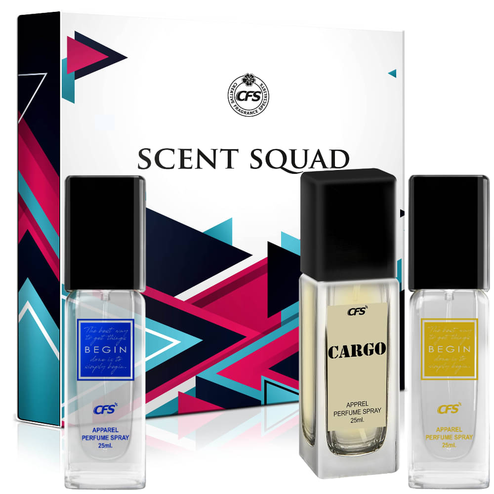    			CFS Scent Squad Unisex Perfume Gift Set Begin Blue, Begin Gold, Cargo Khakhi 25ml Each