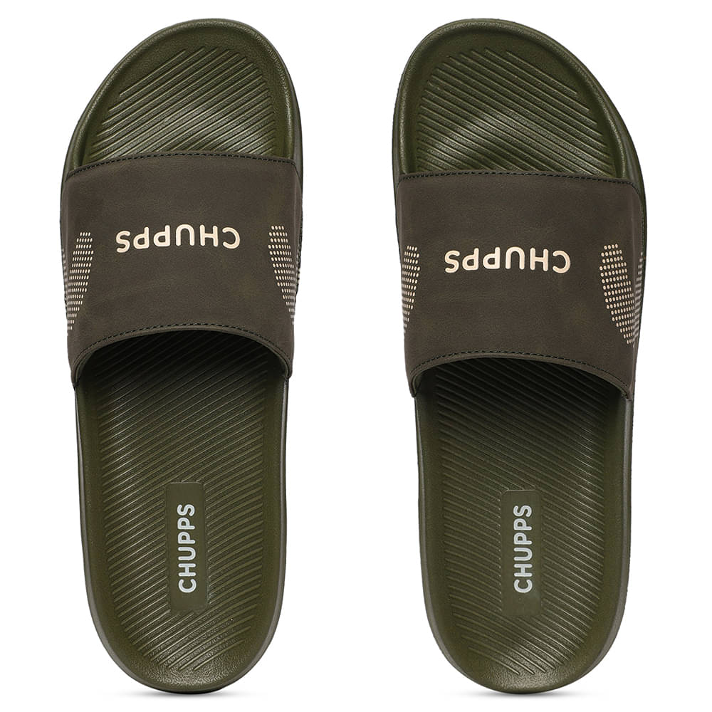     			CHUPPS Olive Men's Slide Flip Flop