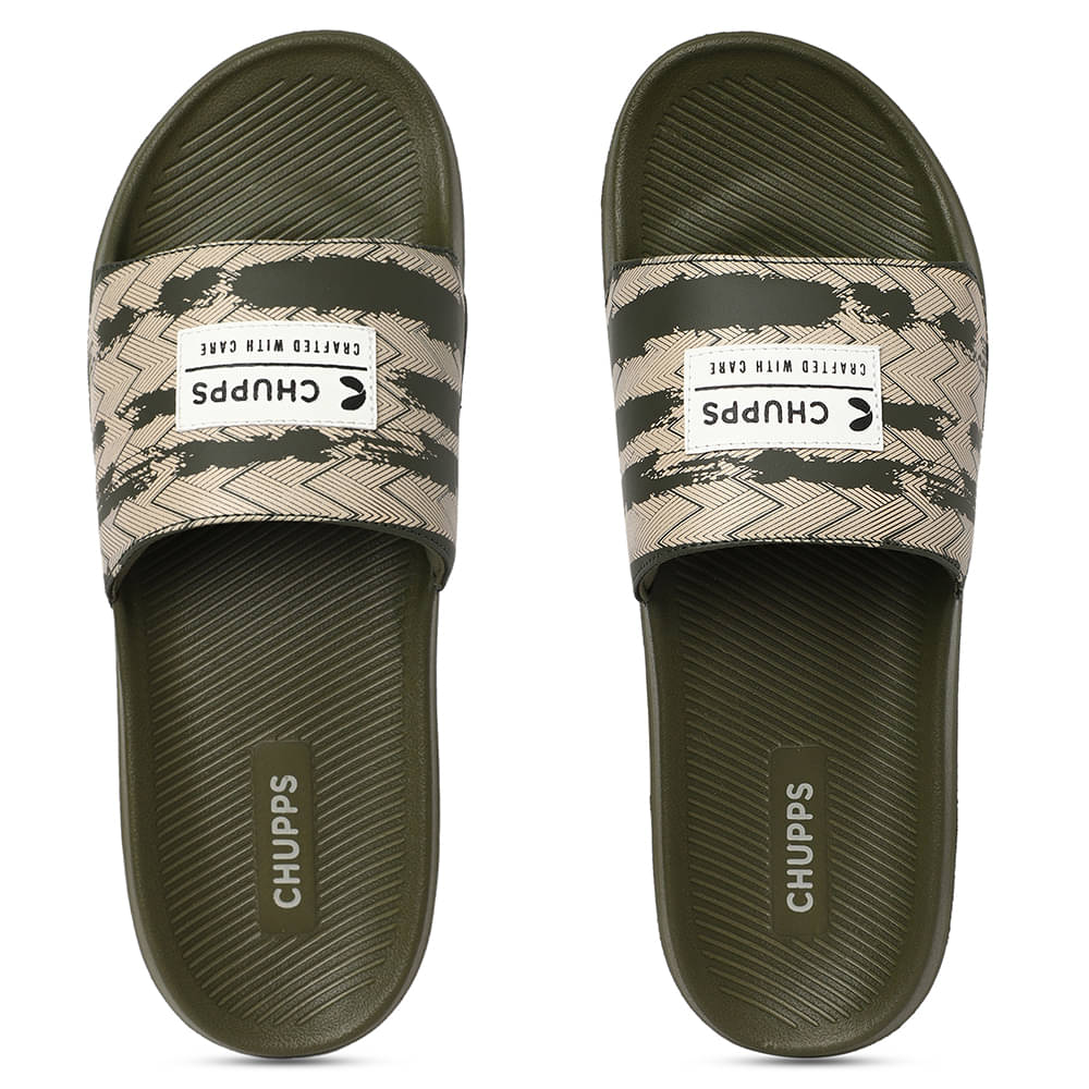     			CHUPPS Olive Men's Slide Flip Flop
