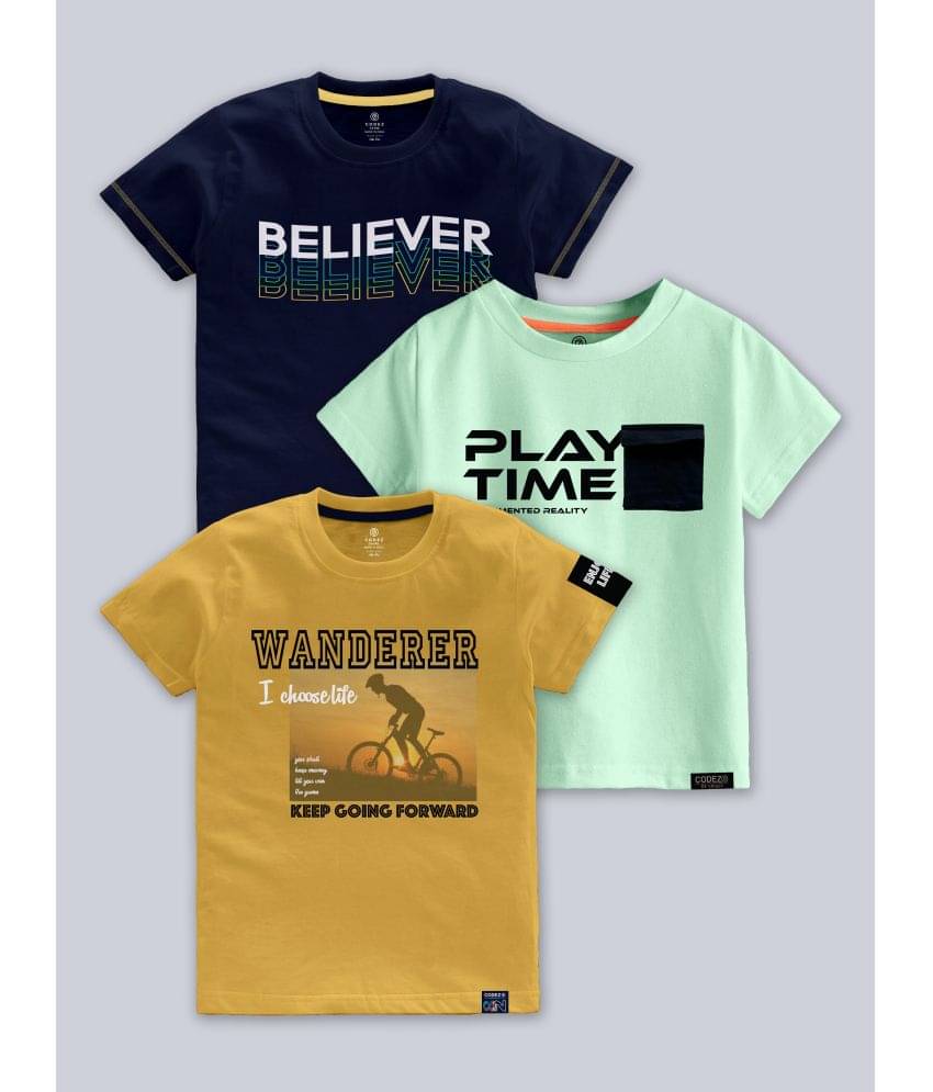     			CODEZ Pack of 3 Boys Cotton Blend T-Shirt ( Multicolor )