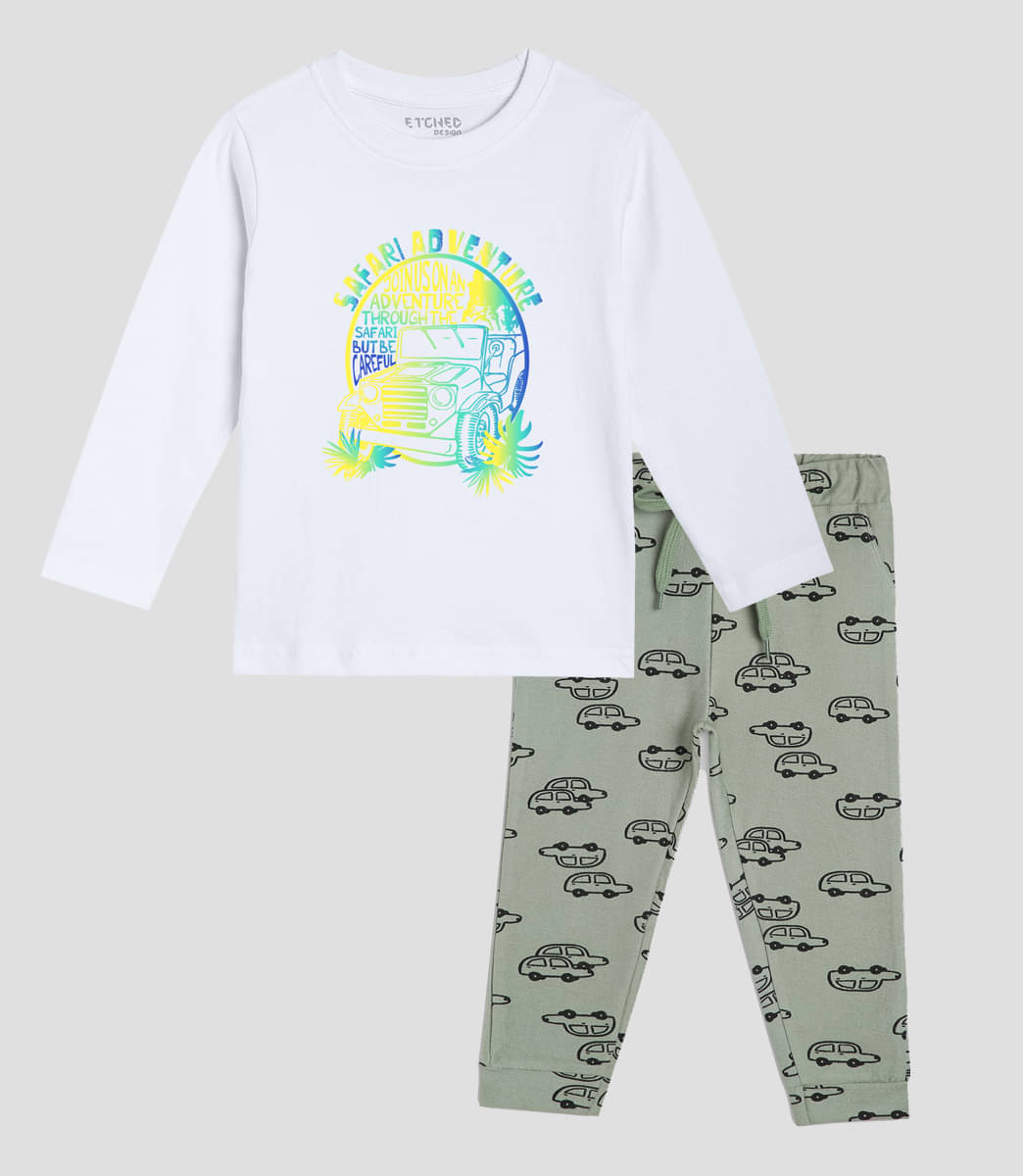 ETCHED DESIGN Pack of 2 Boys 100% Cotton Tracksuit ( Multi )     			ETCHED DESIGN Pack of 2 Boys 100% Cotton Tracksuit ( Multi )
