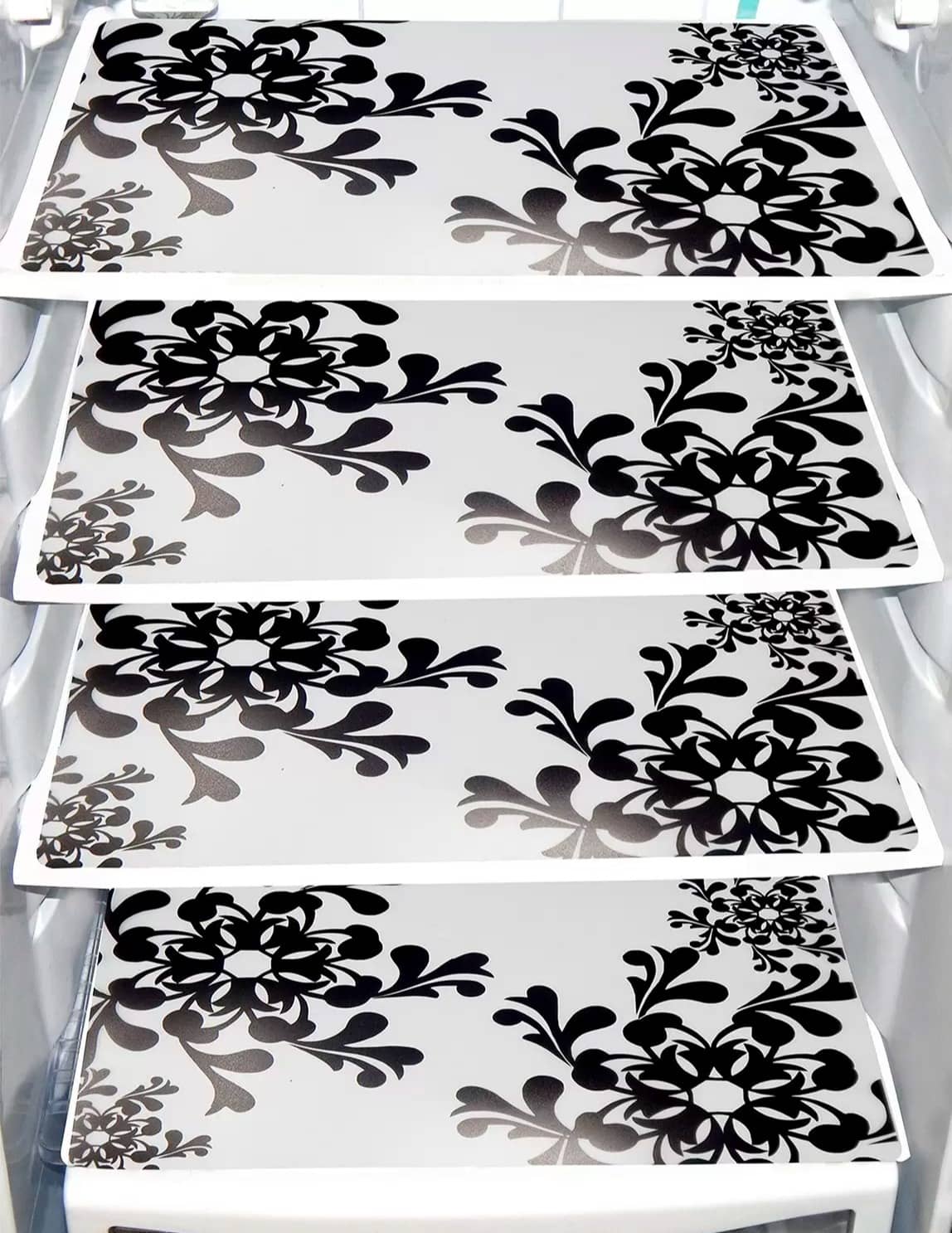Exopick PVC Geometric Fridge Mats ( 45 30 ) Pack of 1 - Black