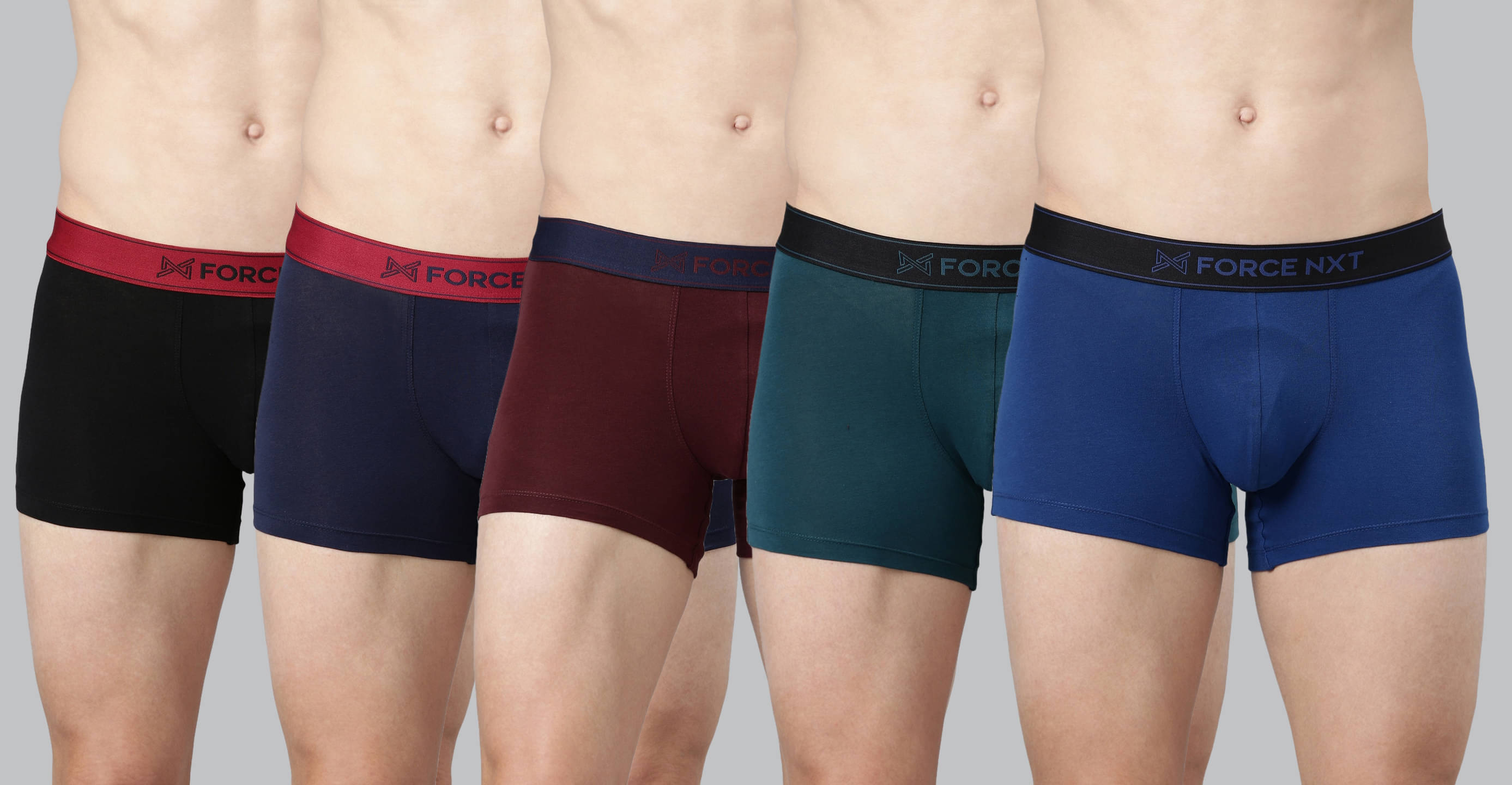Force NXT Pack of 5 Modal Trunks For Men's ( Multicolor ) Force NXT Pack of 5 Modal Trunks For Men's ( Multicolor )