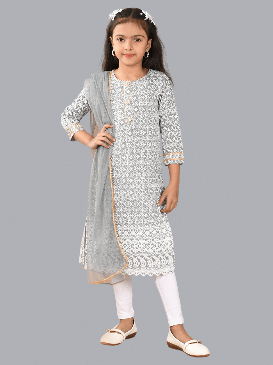     			HLGARMENTS Girls Cotton Kurti Legging Set ( Pack of 1 , Grey )