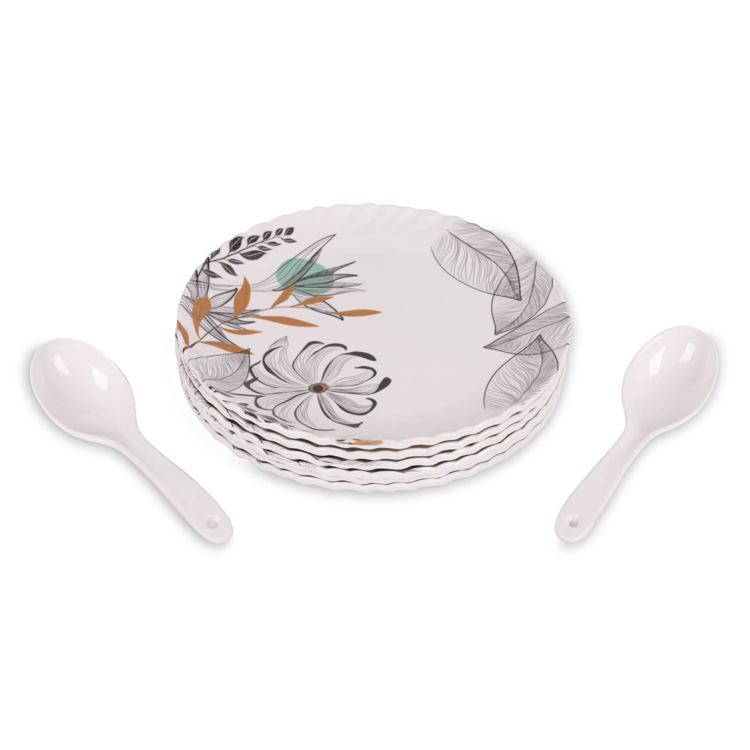     			HomePro Unique Flower Design 8 Pcs Black Melamine Dinner Set ( Pack of 1 )