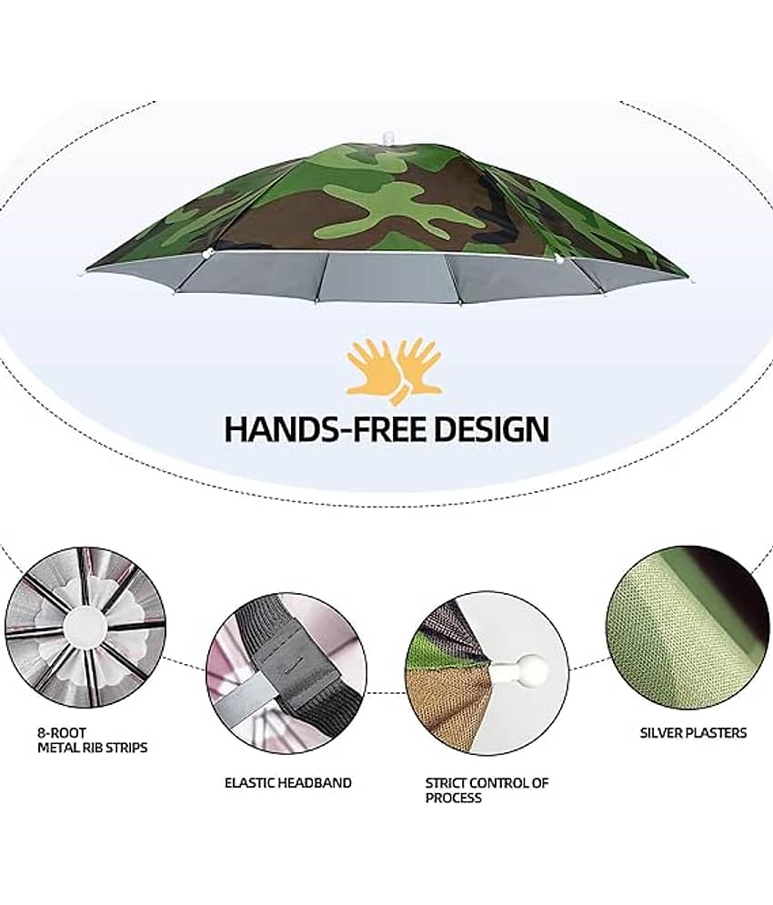 Infispace Headwear Cap Umbrella Army Color Soft Durable, Adjustable Elastic, (21) Size Fits All Ages Plastic Hat Cap Umbrella for Kids, Men/Women and Adults Rain Protection Headwear Hat Umbrella (Army) Pack of 1 - Jewellery Sets | Buy online on ZillyBuy