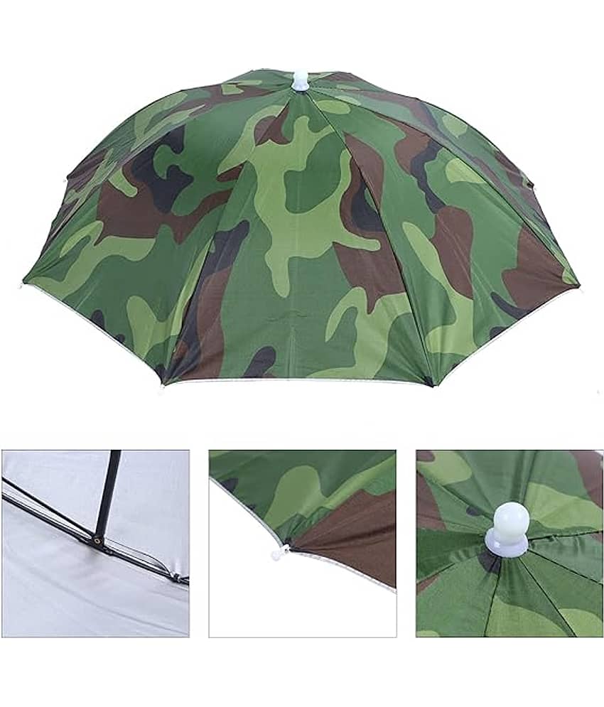 Infispace Headwear Cap Umbrella Army Color Soft Durable, Adjustable Elastic, (21) Size Fits All Ages Plastic Hat Cap Umbrella for Kids, Men/Women and Adults Rain Protection Headwear Hat Umbrella (Army) Pack of 1 - Jewellery Sets | Buy online on ZillyBuy
