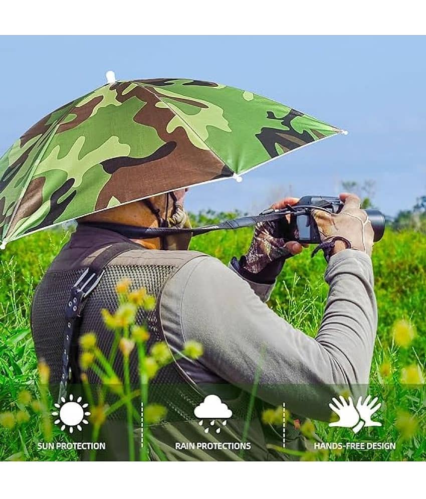 Infispace Headwear Cap Umbrella Army Color Soft Durable, Adjustable Elastic, (21) Size Fits All Ages Plastic Hat Cap Umbrella for Kids, Men/Women and Adults Rain Protection Headwear Hat Umbrella (Army) Pack of 1 - Jewellery Sets | Buy online on ZillyBuy