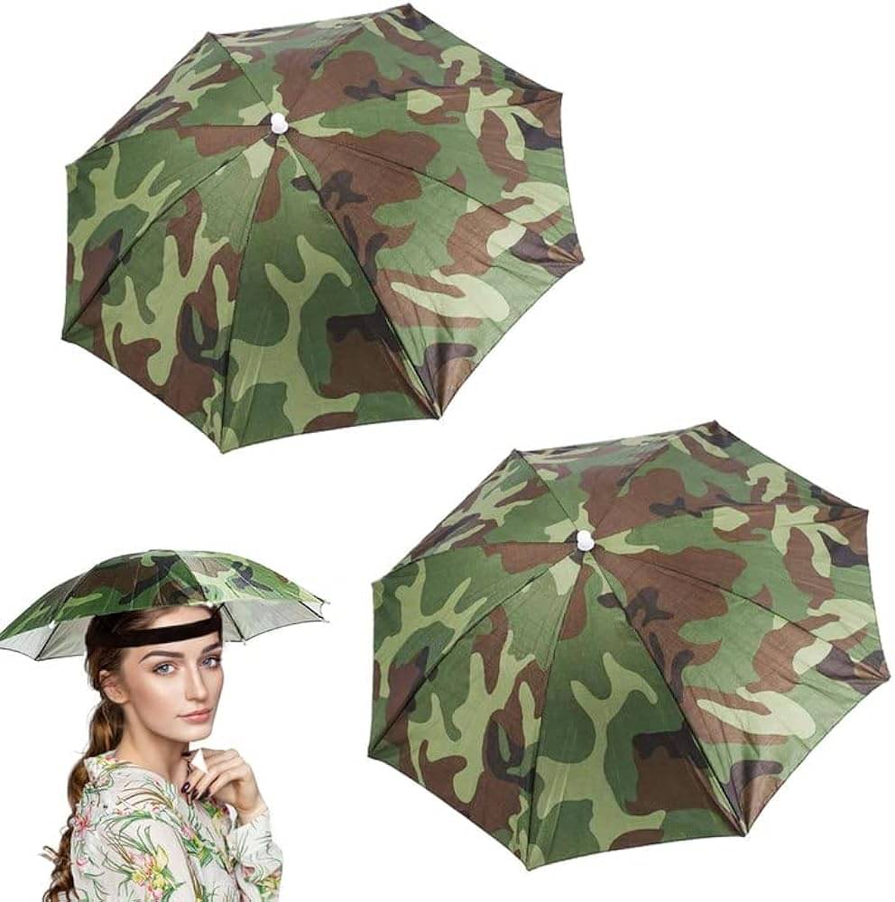     			Infispace Headwear Cap Umbrella Army Color Soft Durable, Adjustable Elastic, (21) Size Fits All Ages Plastic Hat Cap Umbrella for Kids, Men/Women and Adults Rain Protection Headwear Hat Umbrella (Army) Pack of 1