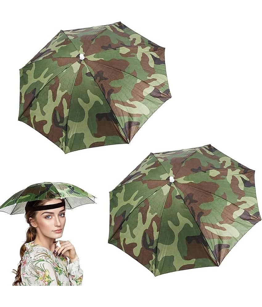 Infispace Headwear Cap Umbrella Army Color Soft Durable, Adjustable Elastic, (21) Size Fits All Ages Plastic Hat Cap Umbrella for Kids, Men/Women and Adults Rain Protection Headwear Hat Umbrella (Army) Pack of 1 - Jewellery Sets | Buy online on ZillyBuy