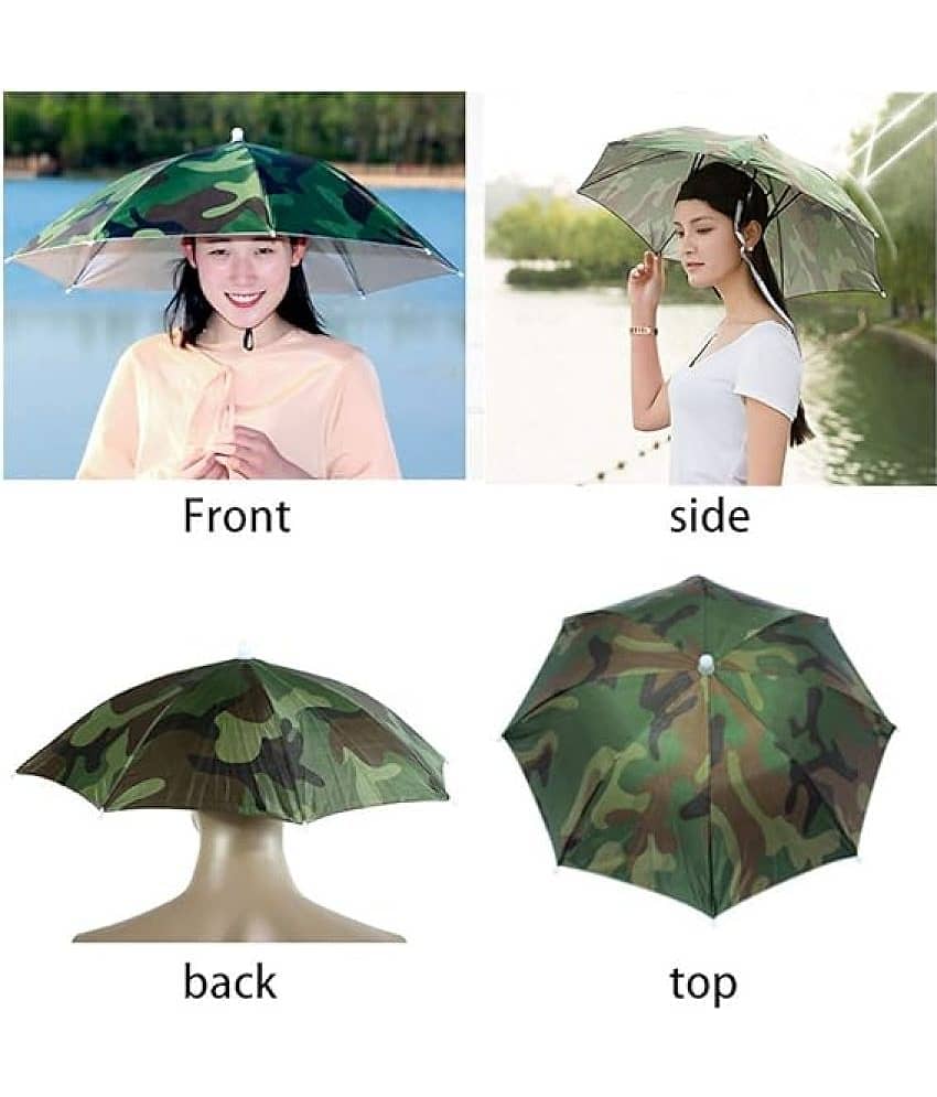 Infispace Headwear Cap Umbrella Army Color Soft Durable, Adjustable Elastic, (21) Size Fits All Ages Plastic Hat Cap Umbrella for Kids, Men/Women and Adults Rain Protection Headwear Hat Umbrella (Army) Pack of 1 - Jewellery Sets | Buy online on ZillyBuy