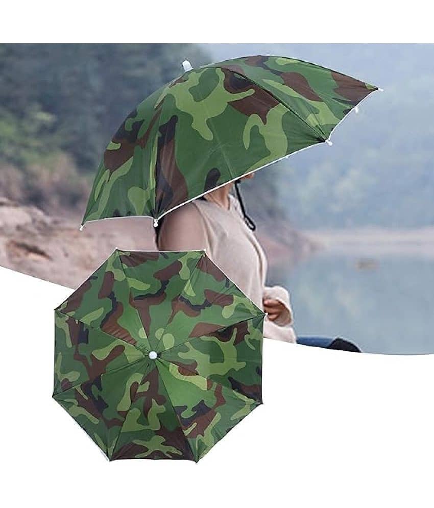 Infispace Headwear Cap Umbrella Army Color Soft Durable, Adjustable Elastic, (21) Size Fits All Ages Plastic Hat Cap Umbrella for Kids, Men/Women and Adults Rain Protection Headwear Hat Umbrella (Army) Pack of 1 - Jewellery Sets | Buy online on ZillyBuy