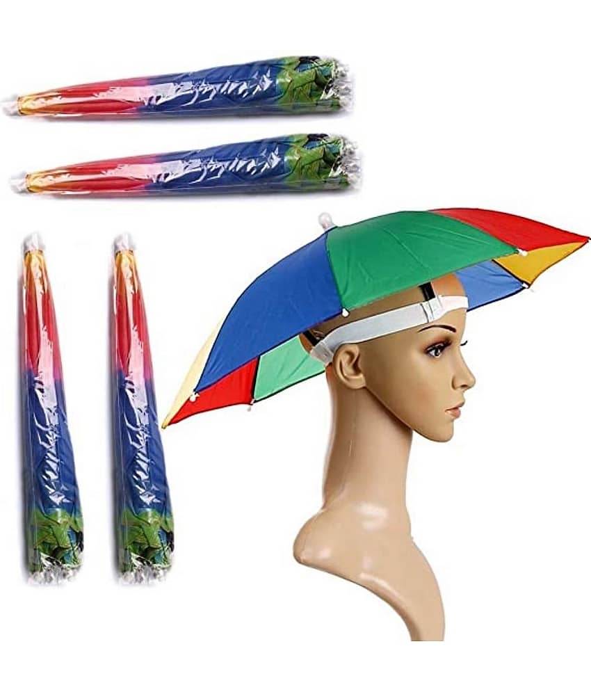 Infispace Headwear Cap Umbrella Multi Color Soft Durable, Adjustable Elastic, (21) Size Fits All Ages Plastic Hat Cap Umbrella for Kids, Men/Women and Adults Rain Protection Headwear Hat Umbrella (Multi) Pack of 1 - Jewellery Sets | Buy online on ZillyBuy