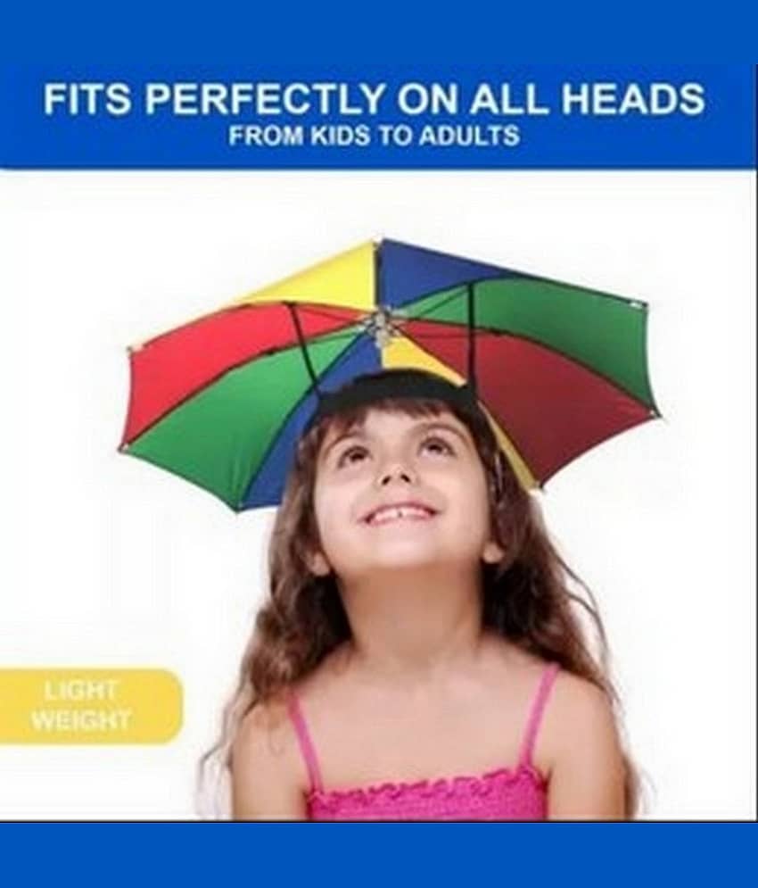 Infispace Headwear Cap Umbrella Multi Color Soft Durable, Adjustable Elastic, (21) Size Fits All Ages Plastic Hat Cap Umbrella for Kids, Men/Women and Adults Rain Protection Headwear Hat Umbrella (Multi) Pack of 1 - Jewellery Sets | Buy online on ZillyBuy