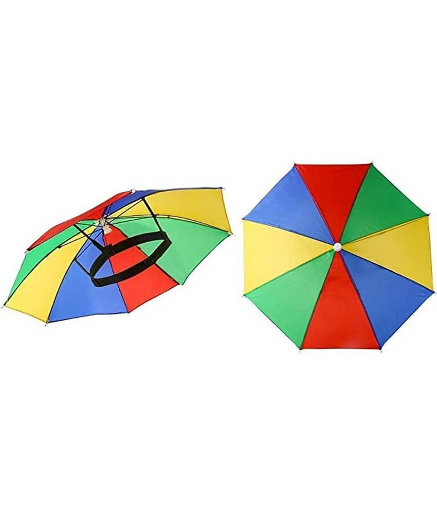 Infispace Headwear Cap Umbrella Multi Color Soft Durable, Adjustable Elastic, (21) Size Fits All Ages Plastic Hat Cap Umbrella for Kids, Men/Women and Adults Rain Protection Headwear Hat Umbrella (Multi) Pack of 1 - Jewellery Sets | Buy online on ZillyBuy