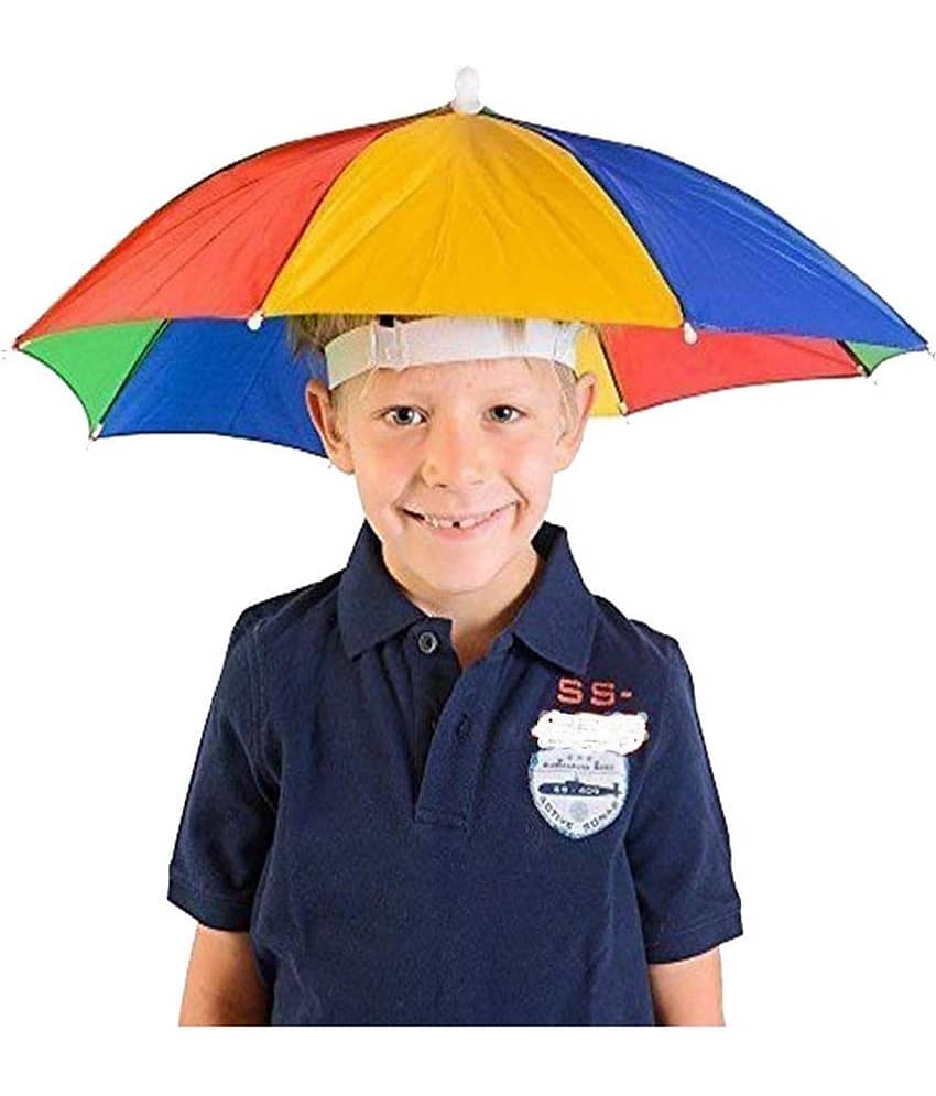 Infispace Headwear Cap Umbrella Multi Color Soft Durable, Adjustable Elastic, (21) Size Fits All Ages Plastic Hat Cap Umbrella for Kids, Men/Women and Adults Rain Protection Headwear Hat Umbrella (Multi) Pack of 1 - Jewellery Sets | Buy online on ZillyBuy