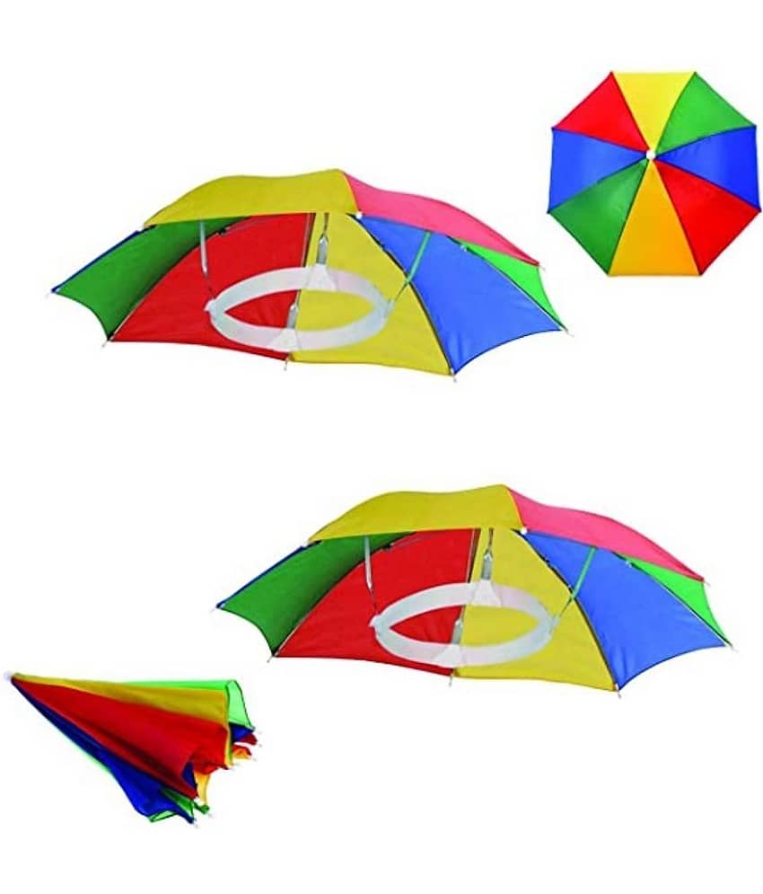 Infispace Headwear Cap Umbrella Multi Color Soft Durable, Adjustable Elastic, (21) Size Fits All Ages Plastic Hat Cap Umbrella for Kids, Men/Women and Adults Rain Protection Headwear Hat Umbrella (Multi) Pack of 1 - Jewellery Sets | Buy online on ZillyBuy