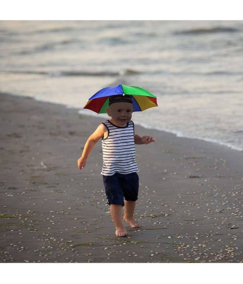 Infispace Headwear Cap Umbrella Multi Color Soft Durable, Adjustable Elastic, (21) Size Fits All Ages Plastic Hat Cap Umbrella for Kids, Men/Women and Adults Rain Protection Headwear Hat Umbrella (Multi) Pack of 1 - Jewellery Sets | Buy online on ZillyBuy