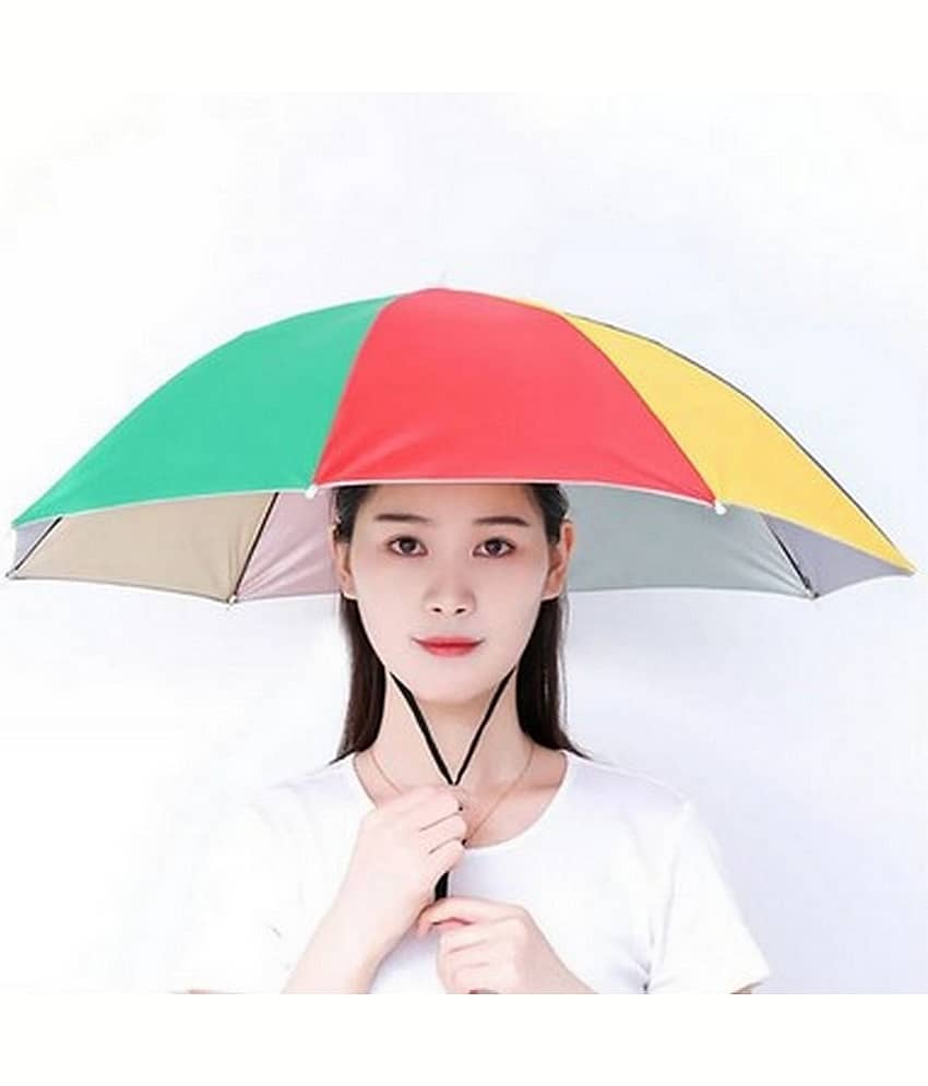 Infispace Headwear Cap Umbrella Multi Color Soft Durable, Adjustable Elastic, (21) Size Fits All Ages Plastic Hat Cap Umbrella for Kids, Men/Women and Adults Rain Protection Headwear Hat Umbrella (Multi) Pack of 1 - Jewellery Sets | Buy online on ZillyBuy