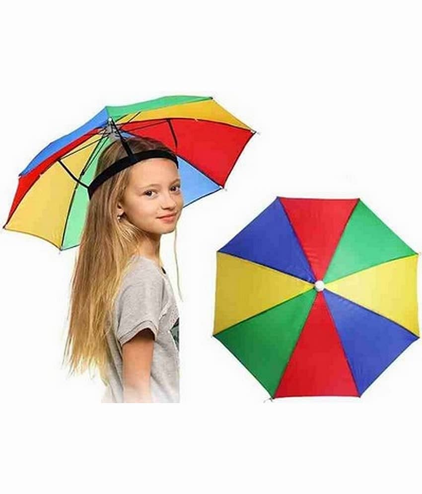 Infispace Headwear Cap Umbrella Multi Color Soft Durable, Adjustable Elastic, (21) Size Fits All Ages Plastic Hat Cap Umbrella for Kids, Men/Women and Adults Rain Protection Headwear Hat Umbrella (Multi) Pack of 1 - Jewellery Sets | Buy online on ZillyBuy