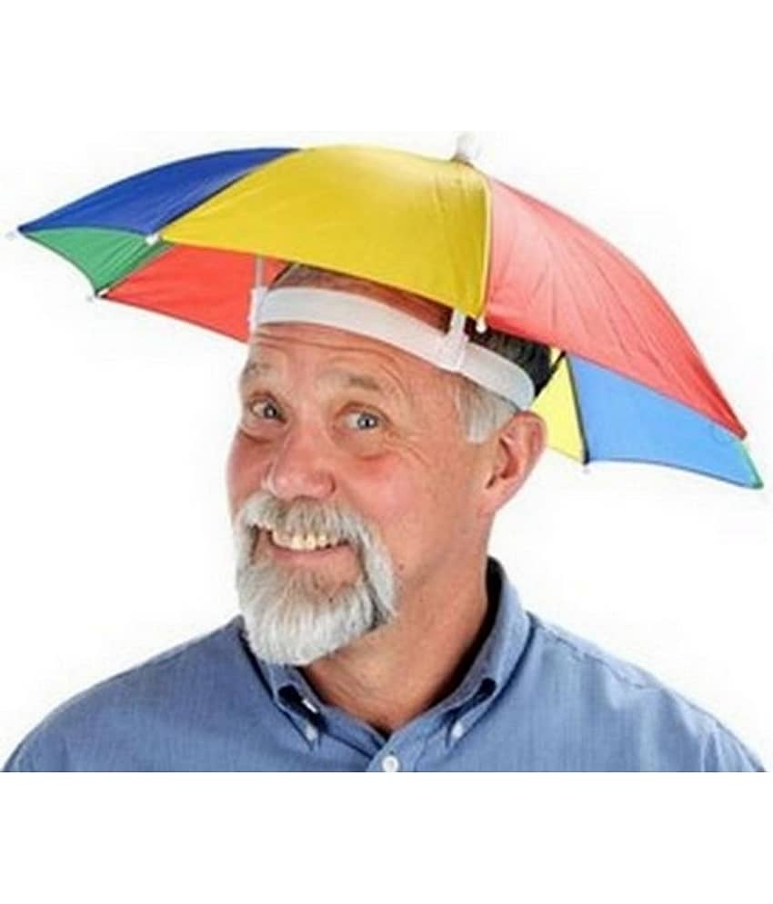Infispace Headwear Cap Umbrella Multi Color Soft Durable, Adjustable Elastic, (21) Size Fits All Ages Plastic Hat Cap Umbrella for Kids, Men/Women and Adults Rain Protection Headwear Hat Umbrella (Multi) Pack of 1 - Jewellery Sets | Buy online on ZillyBuy