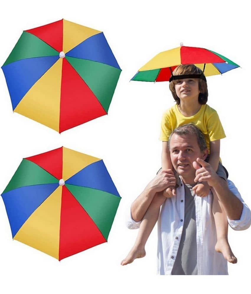 Infispace Headwear Cap Umbrella Multi Color Soft Durable, Adjustable Elastic, (21) Size Fits All Ages Plastic Hat Cap Umbrella for Kids, Men/Women and Adults Rain Protection Headwear Hat Umbrella (Multi) Pack of 1 - Jewellery Sets | Buy online on ZillyBuy