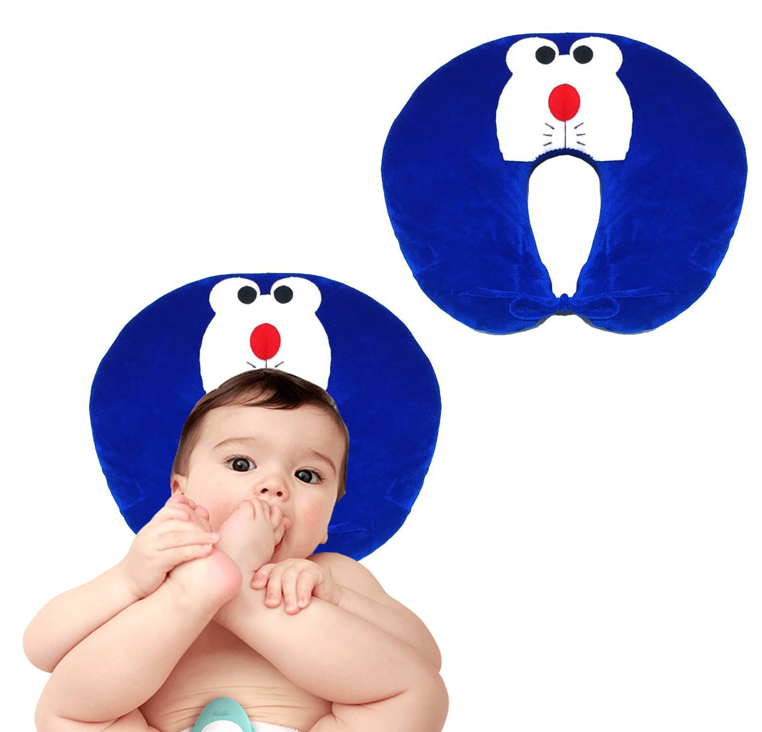     			JUZZII Single Blue Velvet Kids Fibre Filled Pillow