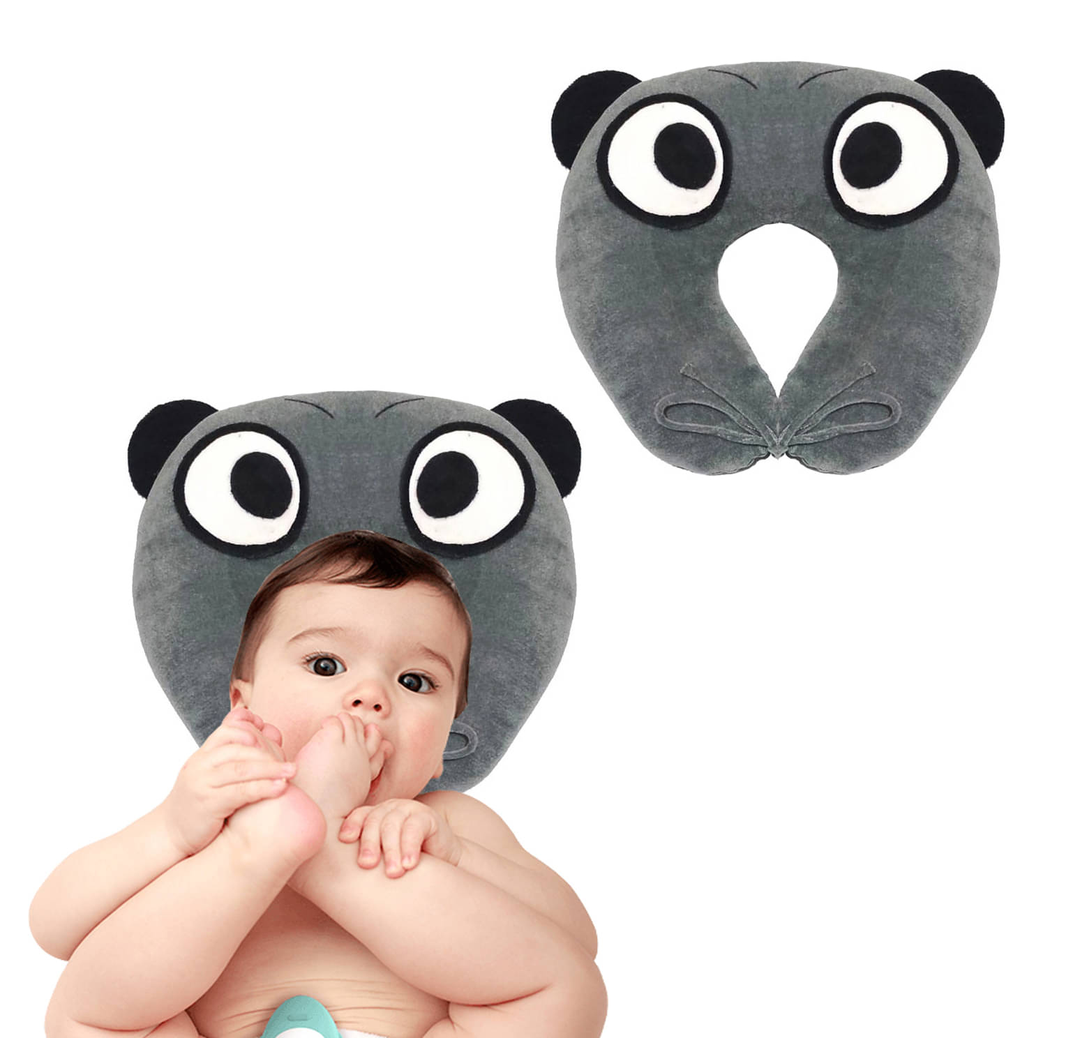    			JUZZII Single Grey Velvet Kids Fibre Filled Pillow