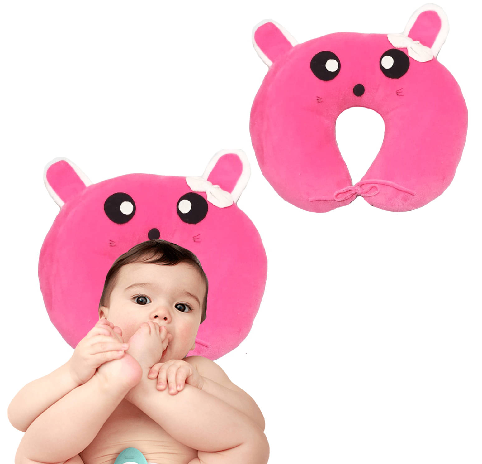     			JUZZII Single Pink Velvet Kids Fibre Filled Pillow