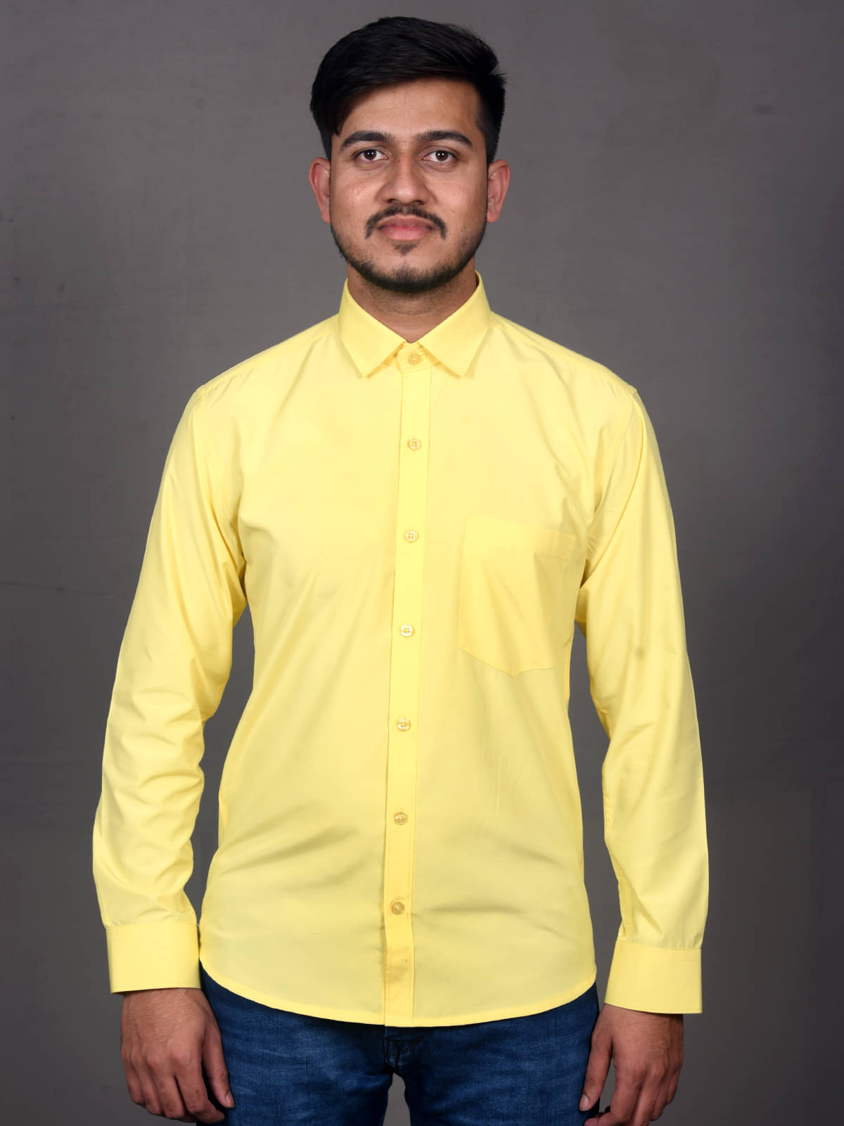    			KING'S COLLAR Cotton Blend Regular Fit Full Sleeves Men's Formal Shirt - Yellow ( Pack of 1 )