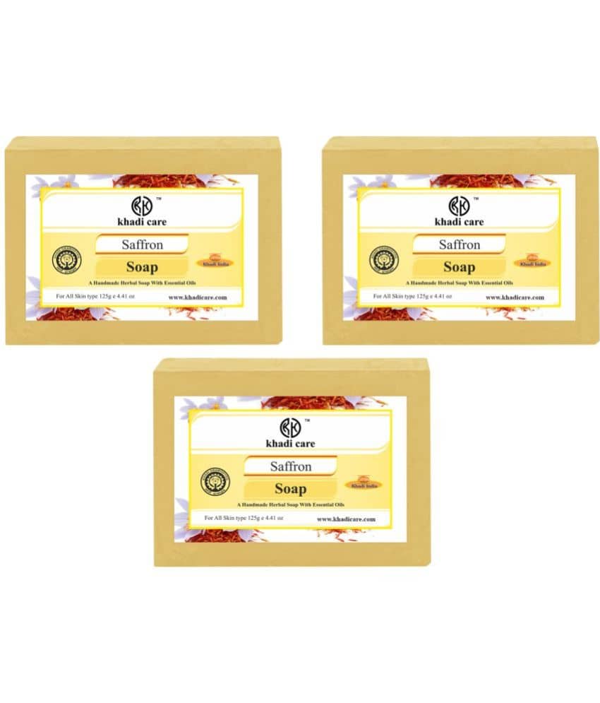 Khadi Care Herbal Saffron Soap (125g Each) Pack of 3