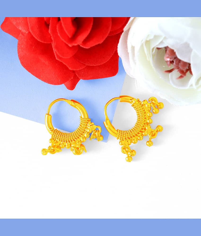 LUV FASHION Golden Bali Earrings ( Pack of 1 ) - Earrings | Buy online on ZillyBuy