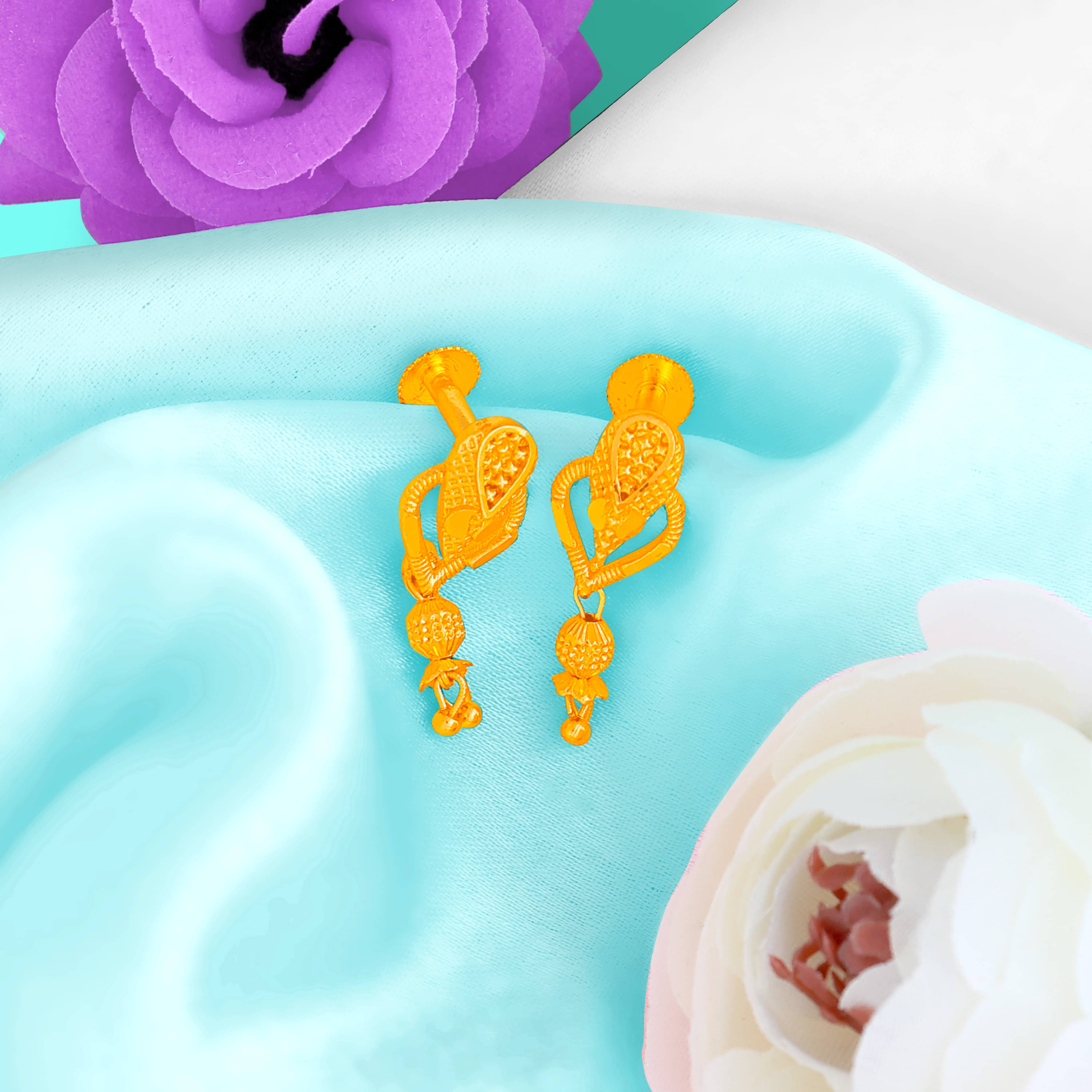     			LUV FASHION Golden Jhumki Earrings ( Pack of 1 )