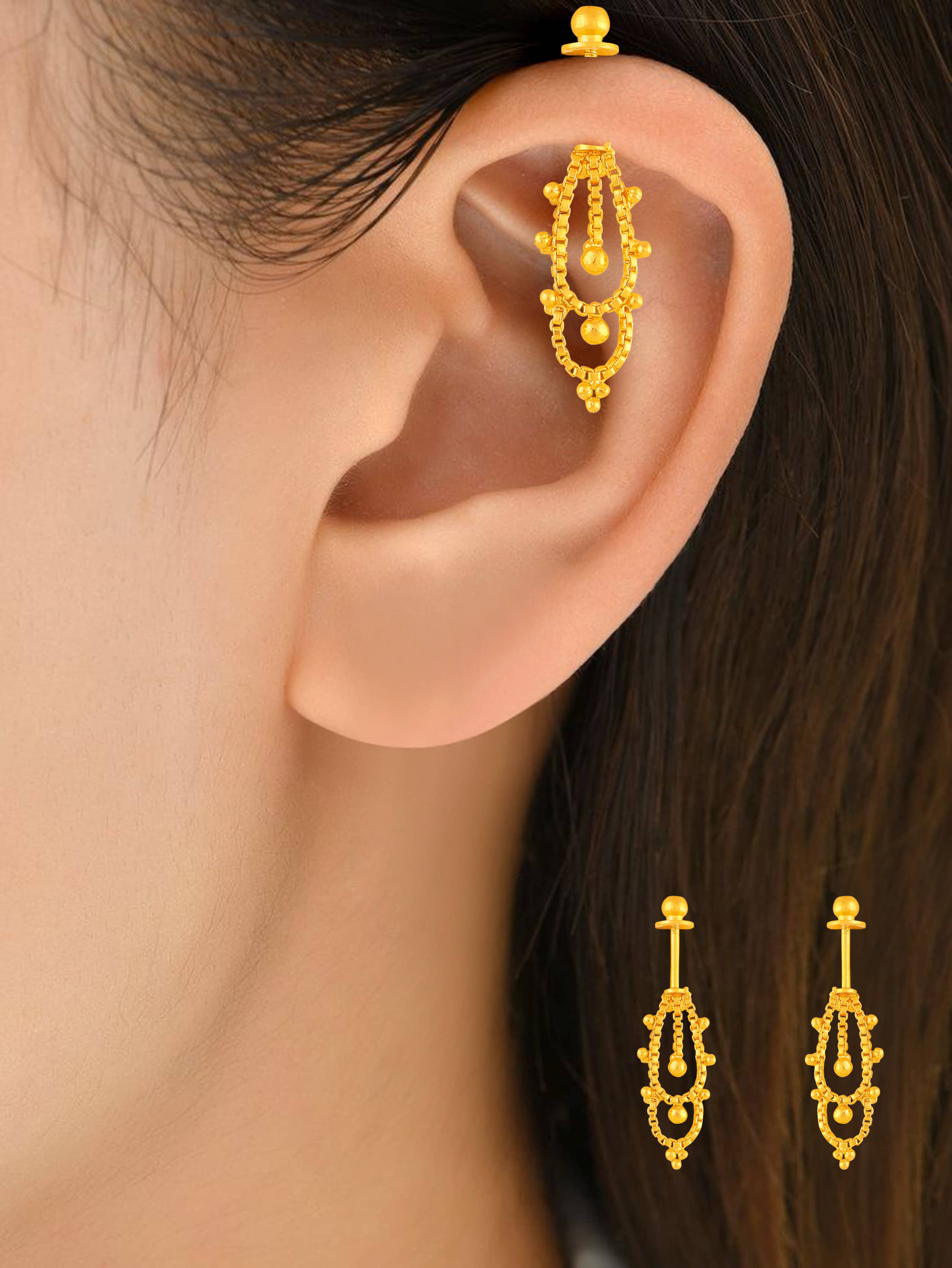 LUV FASHION Golden Threader Earrings ( Pack of 1 ) - Earrings | Buy online on ZillyBuy