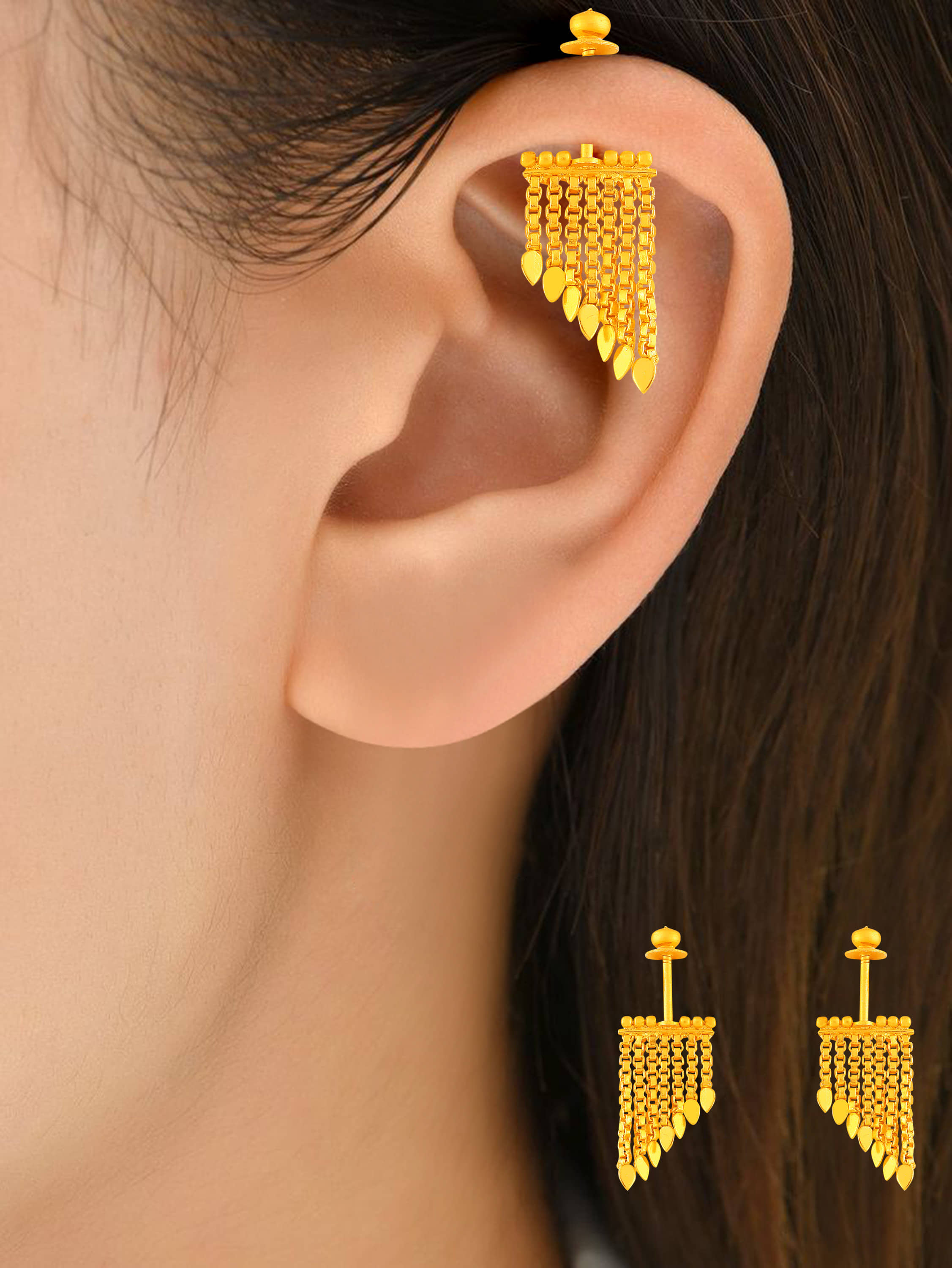 LUV FASHION Golden Threader Earrings ( Pack of 1 ) - Earrings | Buy online on ZillyBuy