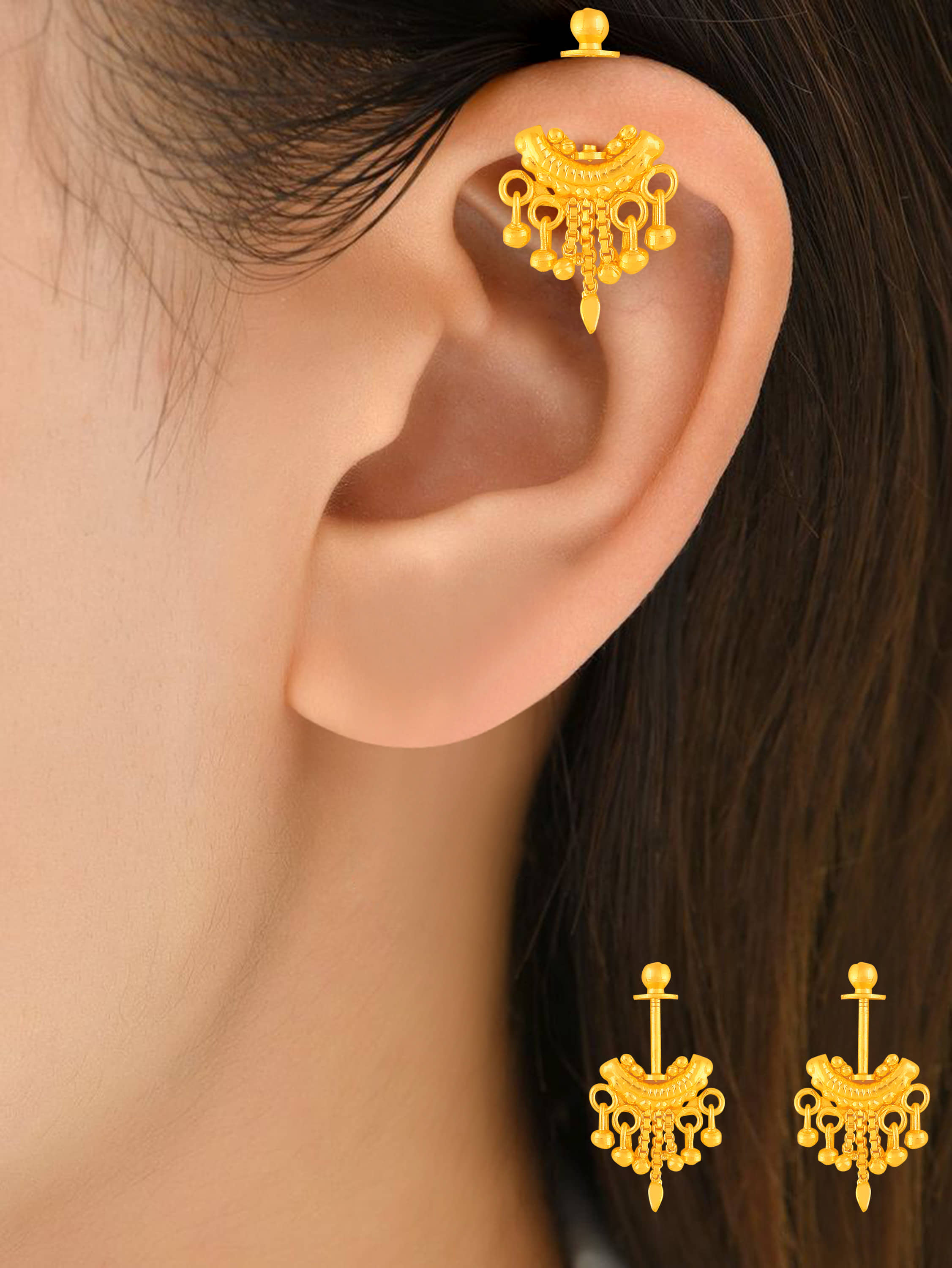 LUV FASHION Golden Threader Earrings ( Pack of 1 ) - Earrings | Buy online on ZillyBuy