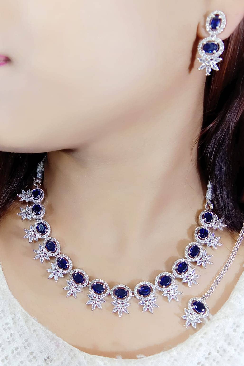Ladymania Blue Alloy Necklace Set ( Pack of 1 )